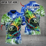 Blisscorners Billiard Electro Flame 8-Ball Personalized Name 3D Unisex Shirt