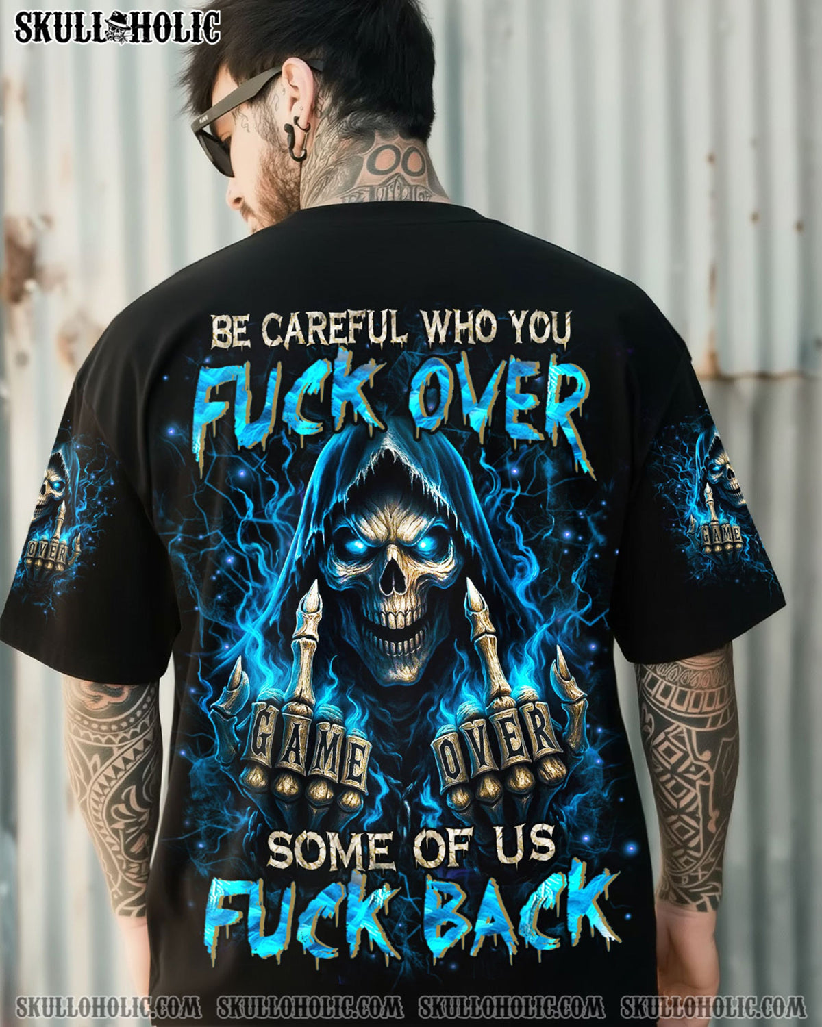 BLISSCORNERS BE CAREFUL SKULL REAPER ALL OVER PRINT