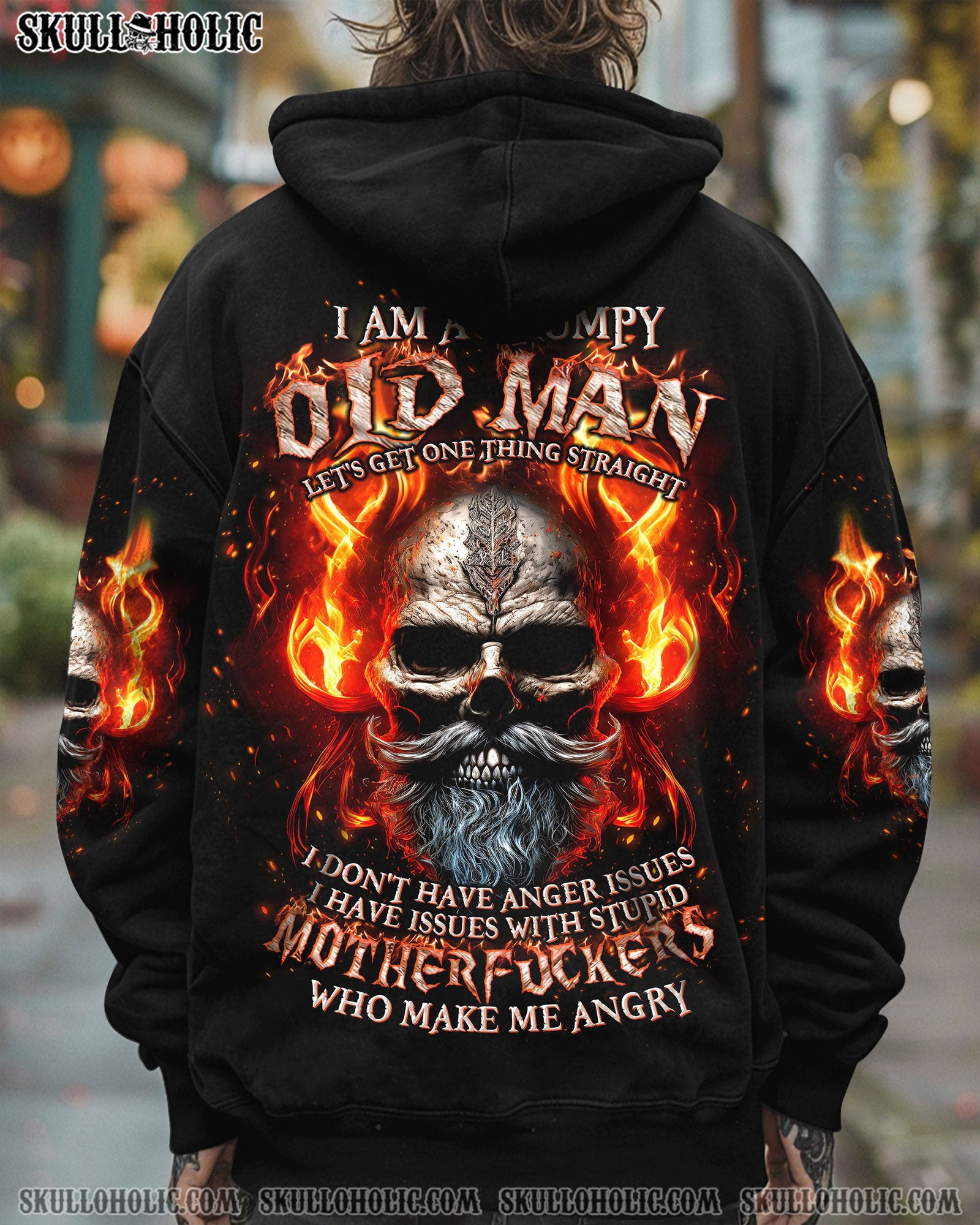 BLISSCORNERS I AM A GRUMPY OLD MAN FIRE SKULL ALL OVER PRINT