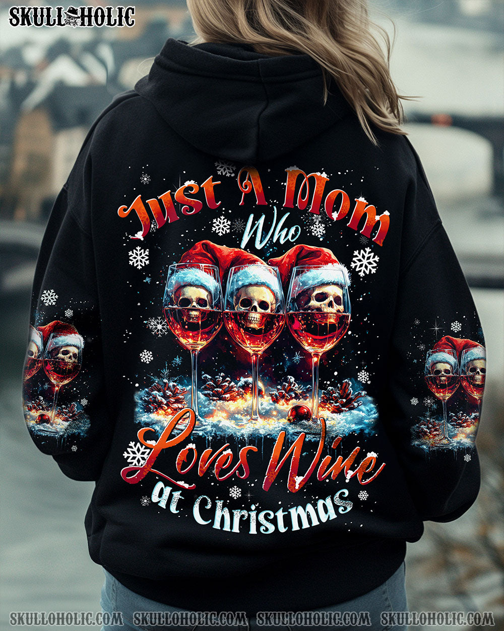 BLISSCORNERS JUST A MOM SKULL CHRISTMAS ALL OVER PRINT