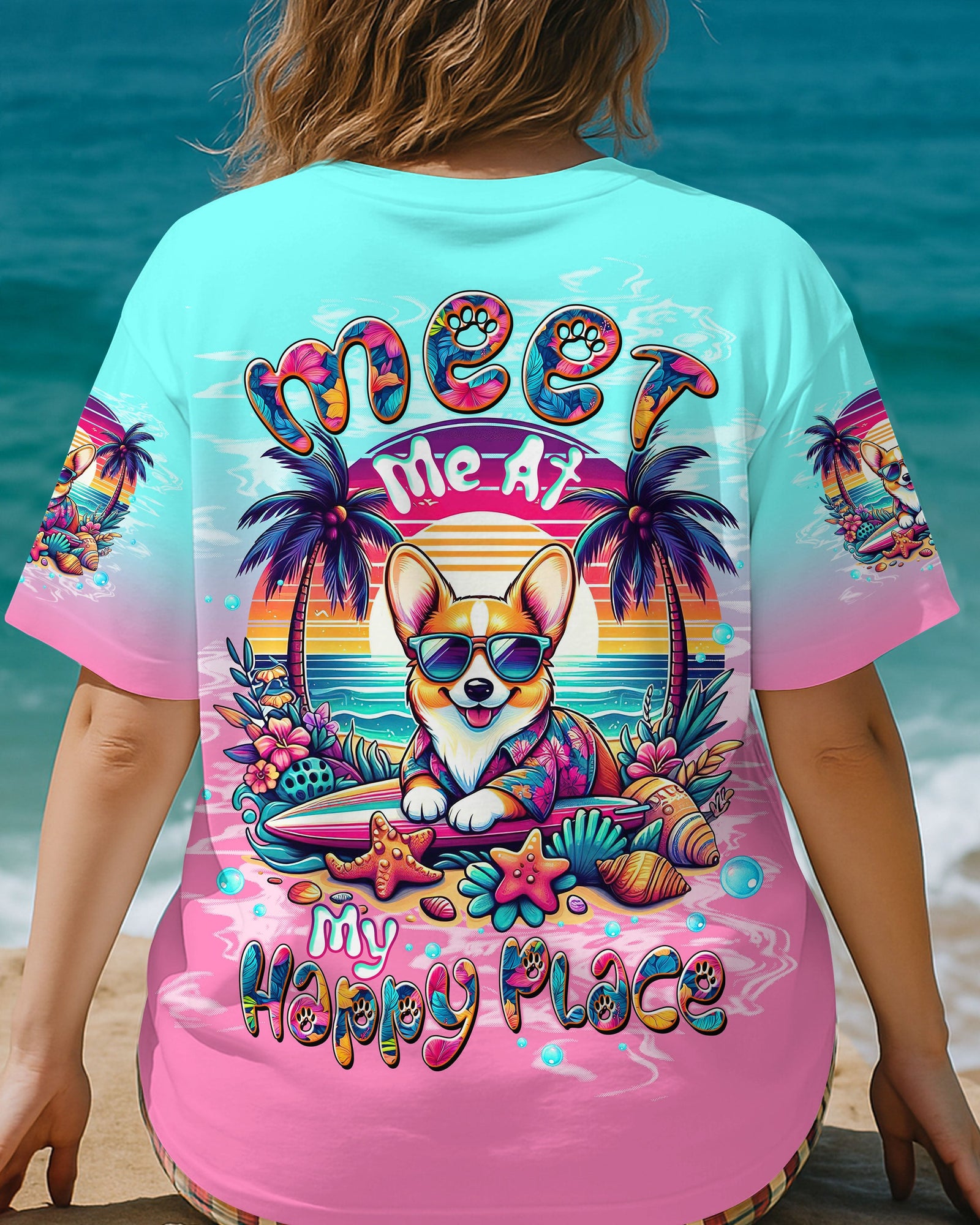 BLISSCORNERS MEET ME AT MY HAPPY PLACE DOG CORGI ALL OVER PRINT