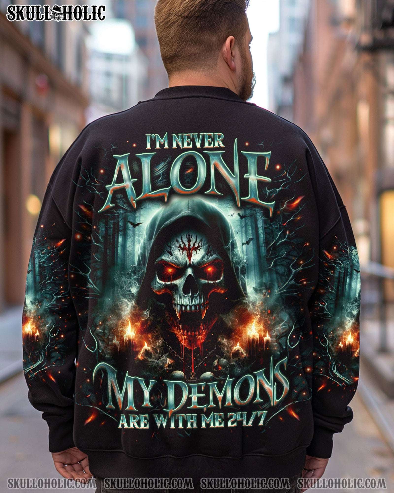 BLISSCORNERS I'M NEVER ALONE MY DEMONS ARE WITH ME 24/7 ALL OVER PRINT