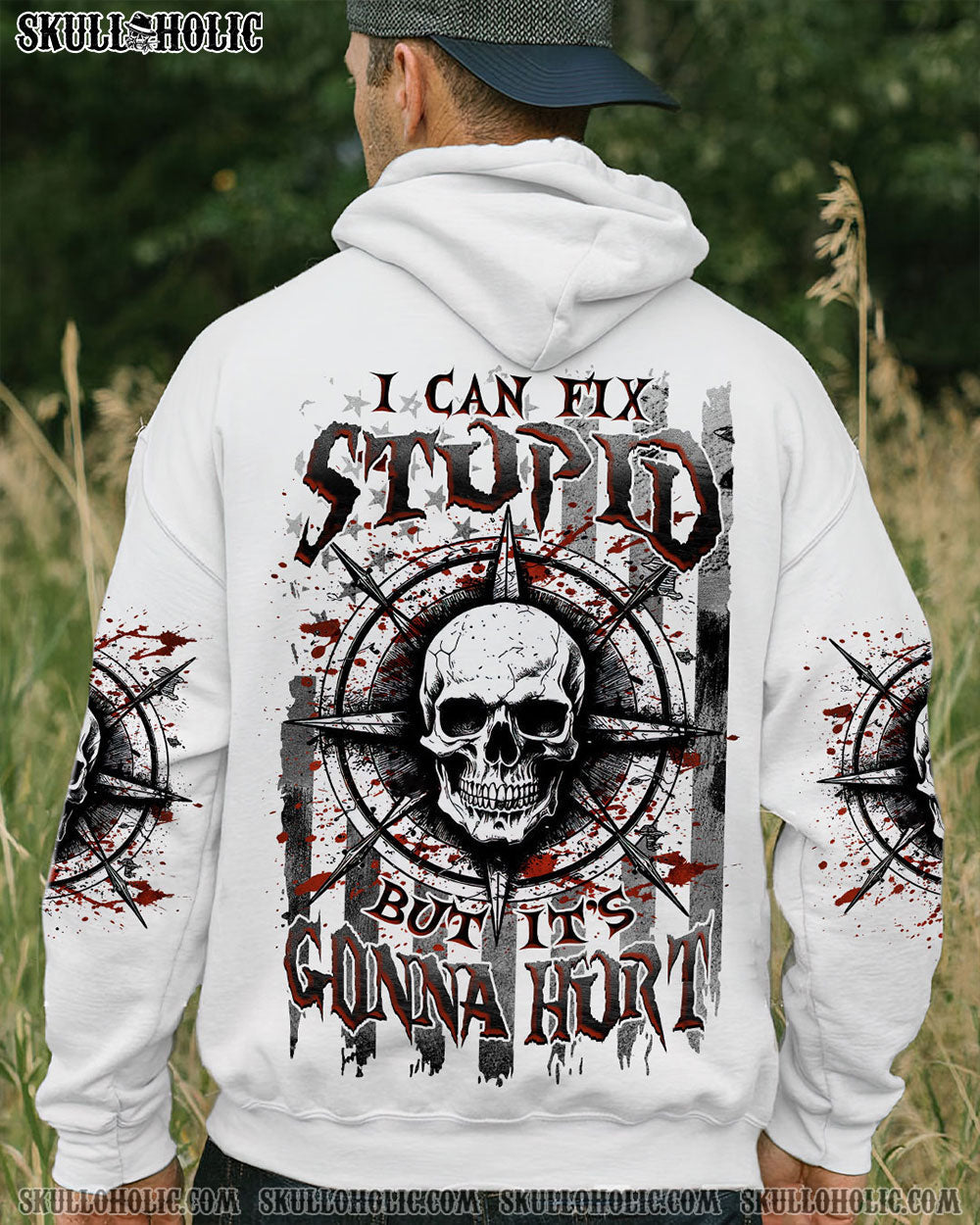 BLISSCORNERS I CAN FIX STUPID BUT IT'S GONNA HURT SKULL ALL OVER PRINT