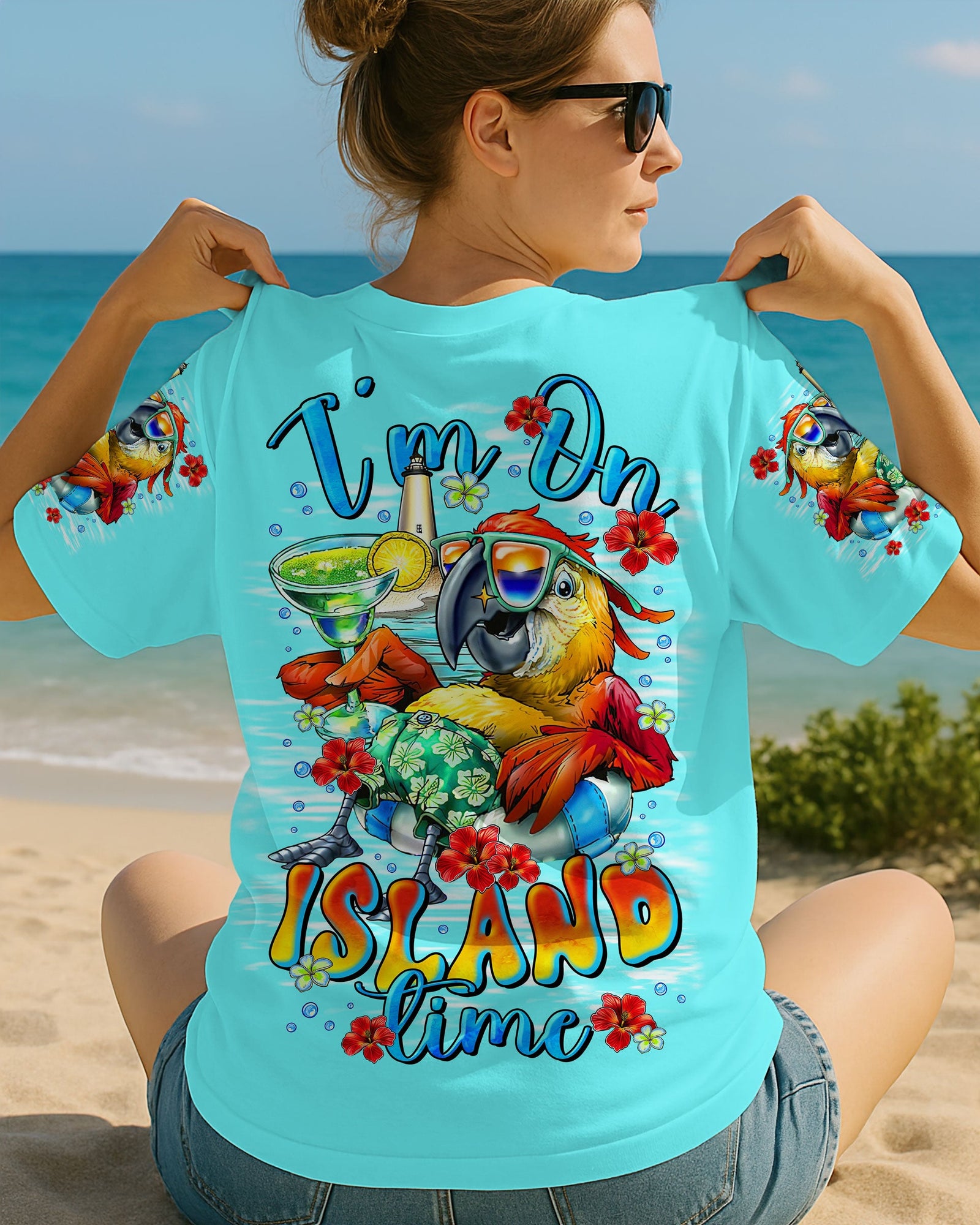 BLISSCORNERS I'M ON ISLAND TIME PARROT ALL OVER PRINT