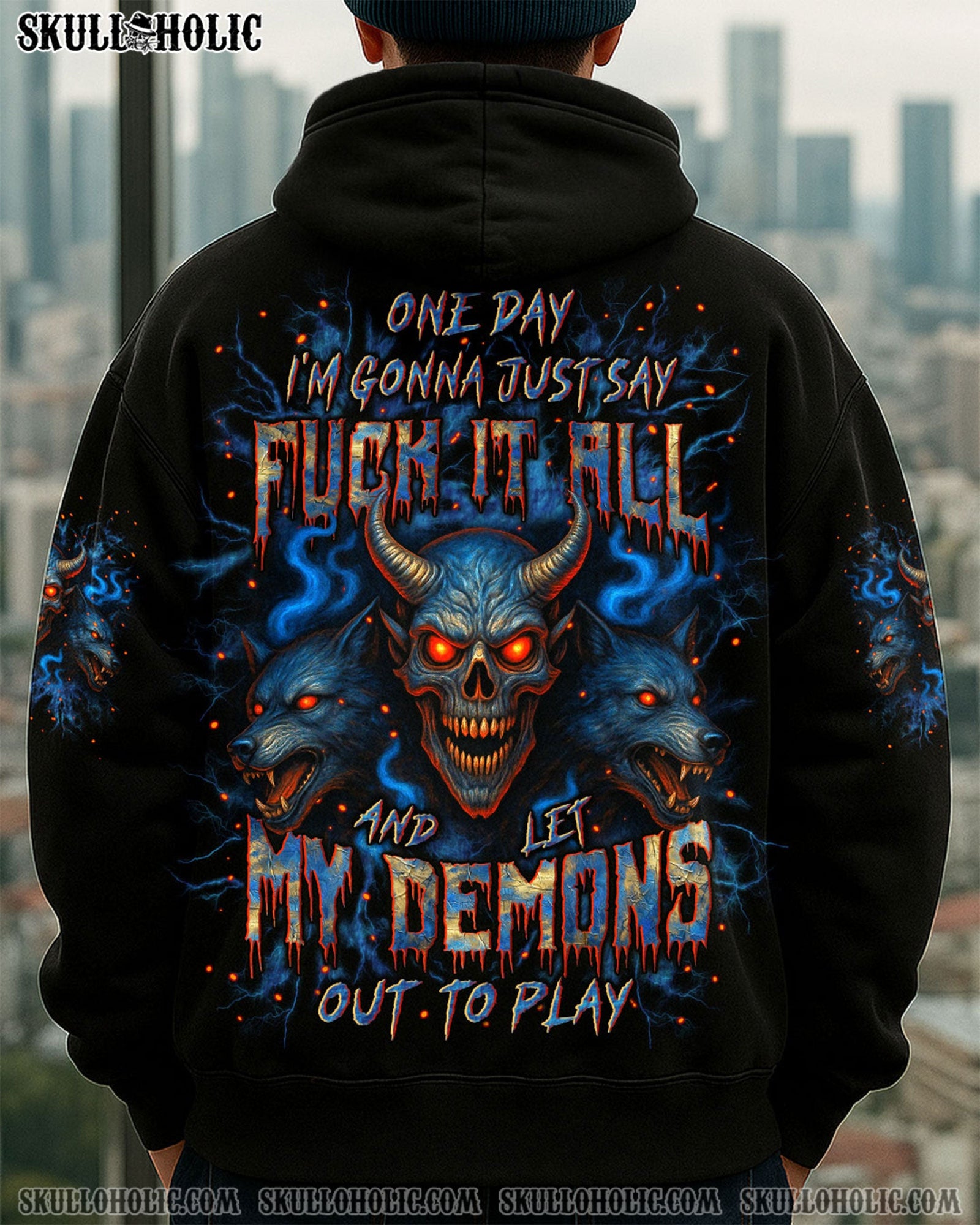 BLISSCORNERS ONE DAY I'M GONNA JUST SAY SKULL WOLF ALL OVER PRINT