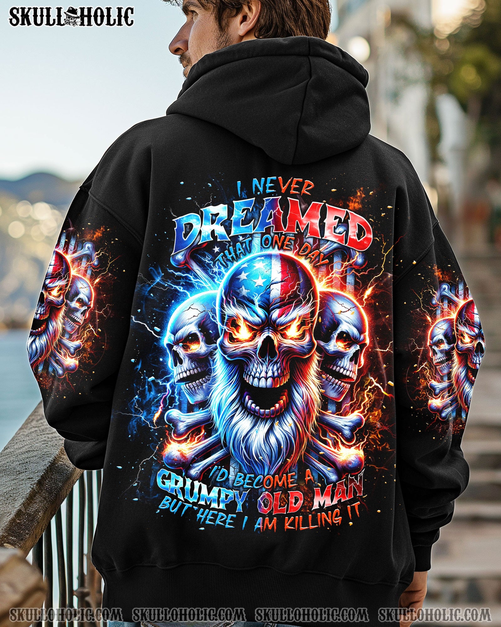 BLISSCORNERS I NEVER DREAMED THAT ONE DAY GRUMPY OLD MAN SKULL ALL OVER PRINT
