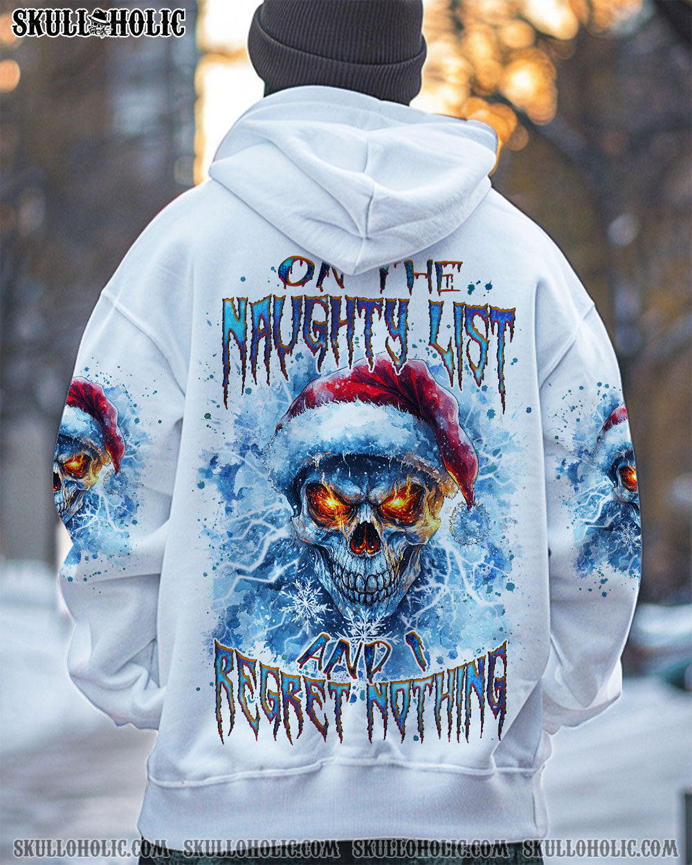 BLISSCORNERS ON THE NAUGHTY LIST SKULL CHRISTMAS ALL OVER PRINT