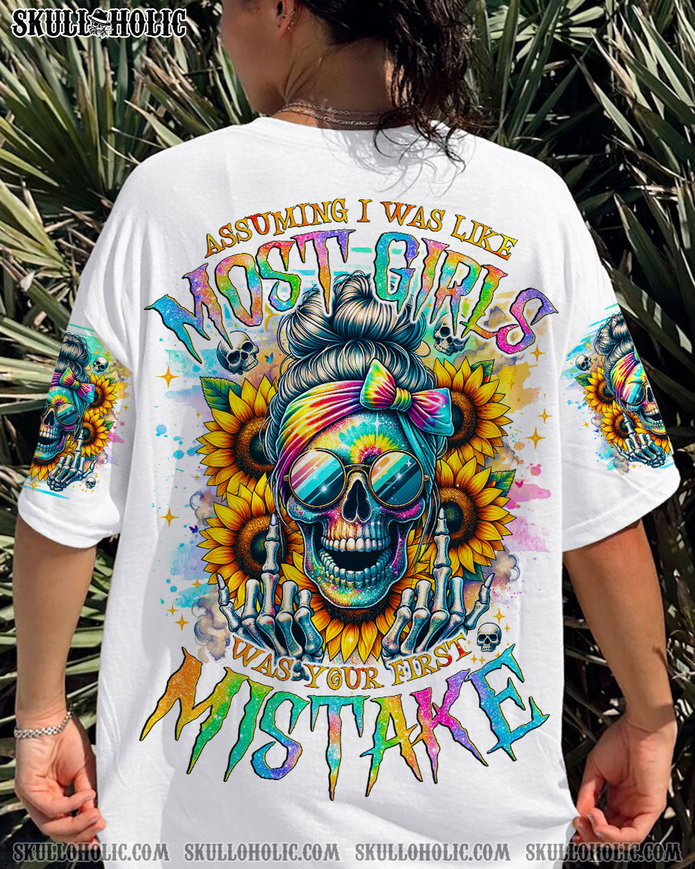 BLISSCORNERS THE GOOD GIRL IN ME MESSY BUN SUNFLOWER ALL OVER PRINT