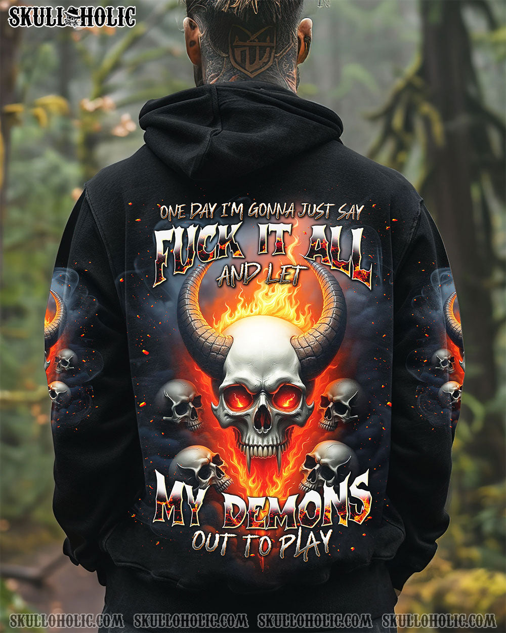 BLISSCORNERS ONE DAY I'M GONNA JUST SAY DEMON SKULL ALL OVER PRINT