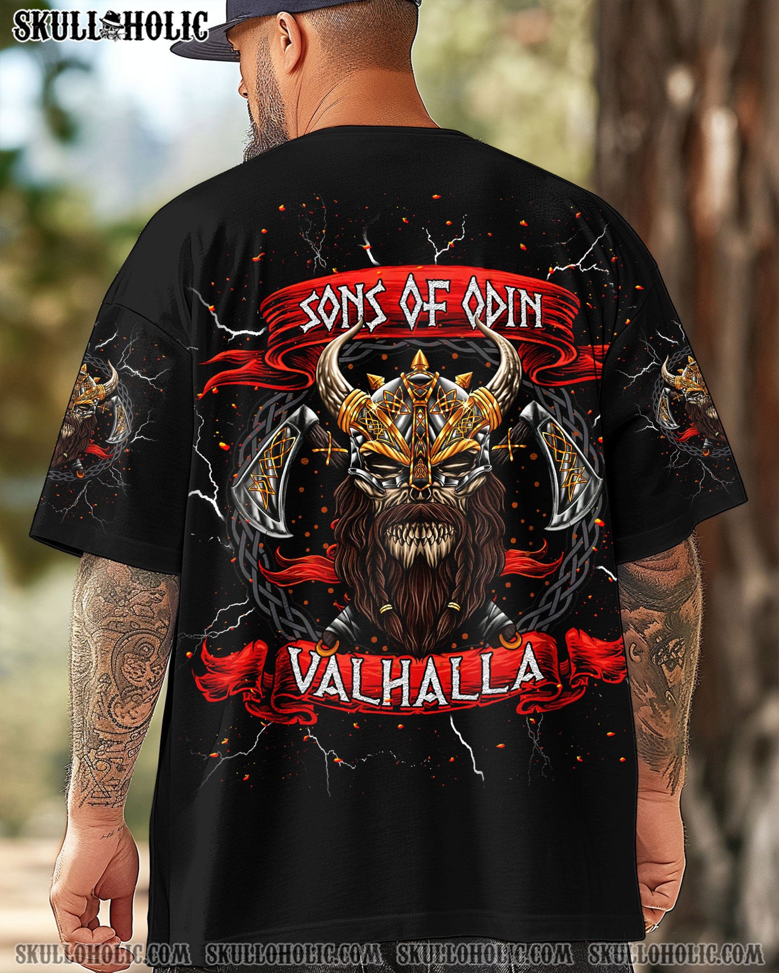 BLISSCORNERS SONS OF ODIN VALHALLA VIKING SKULL ALL OVER PRINT