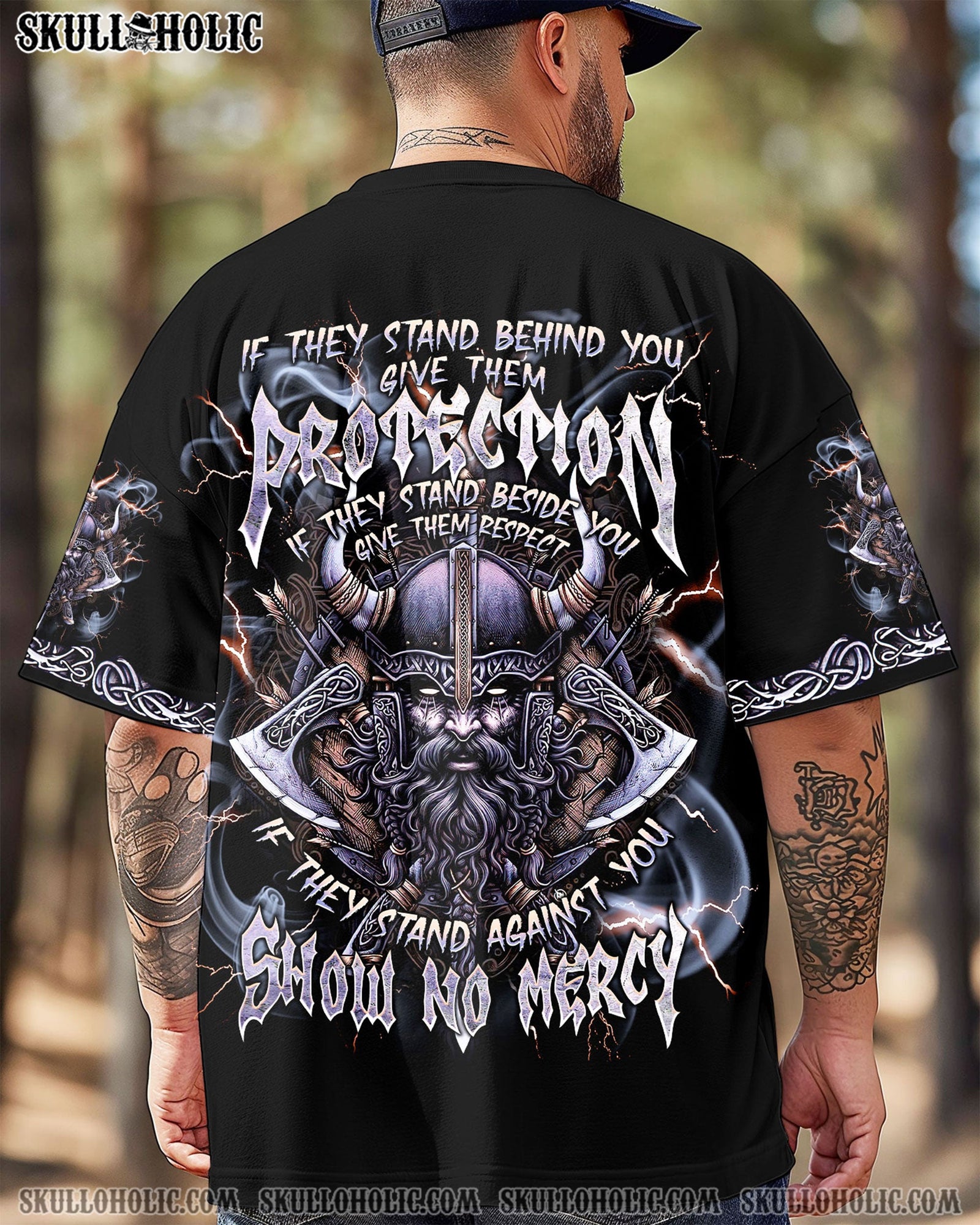BLISSCORNERS SHOW NO MERCY VIKING SKULL ALL OVER PRINT