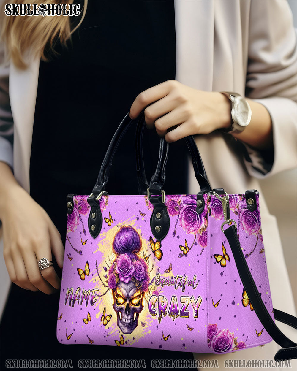 BLISSCORNERS BEAUTIFUL CRAZY MESSY BUN SKULL LEATHER HANDBAG