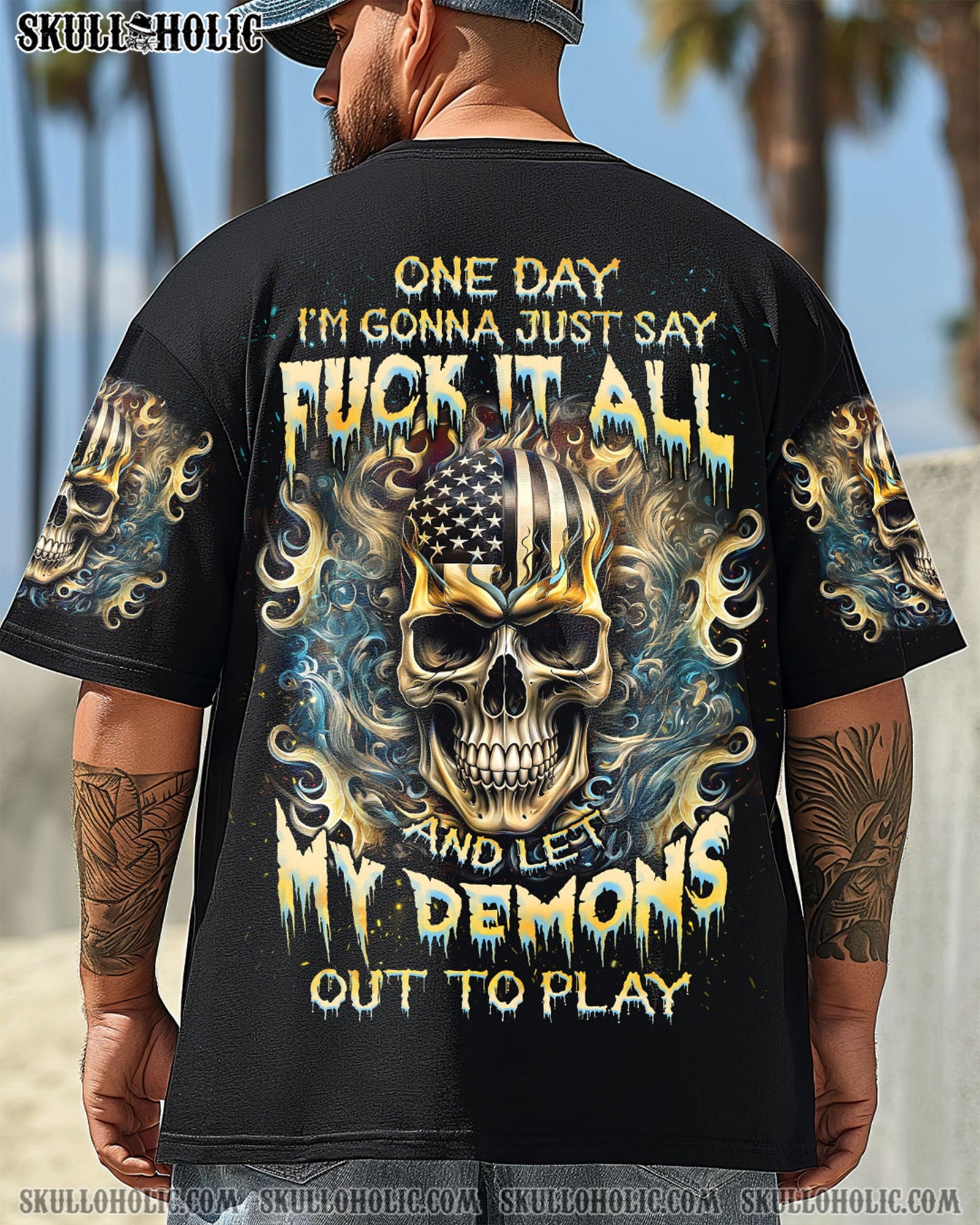 BLISSCORNERS ONE DAY I'M GONNA JUST SAY SKULL ALL OVER PRINT