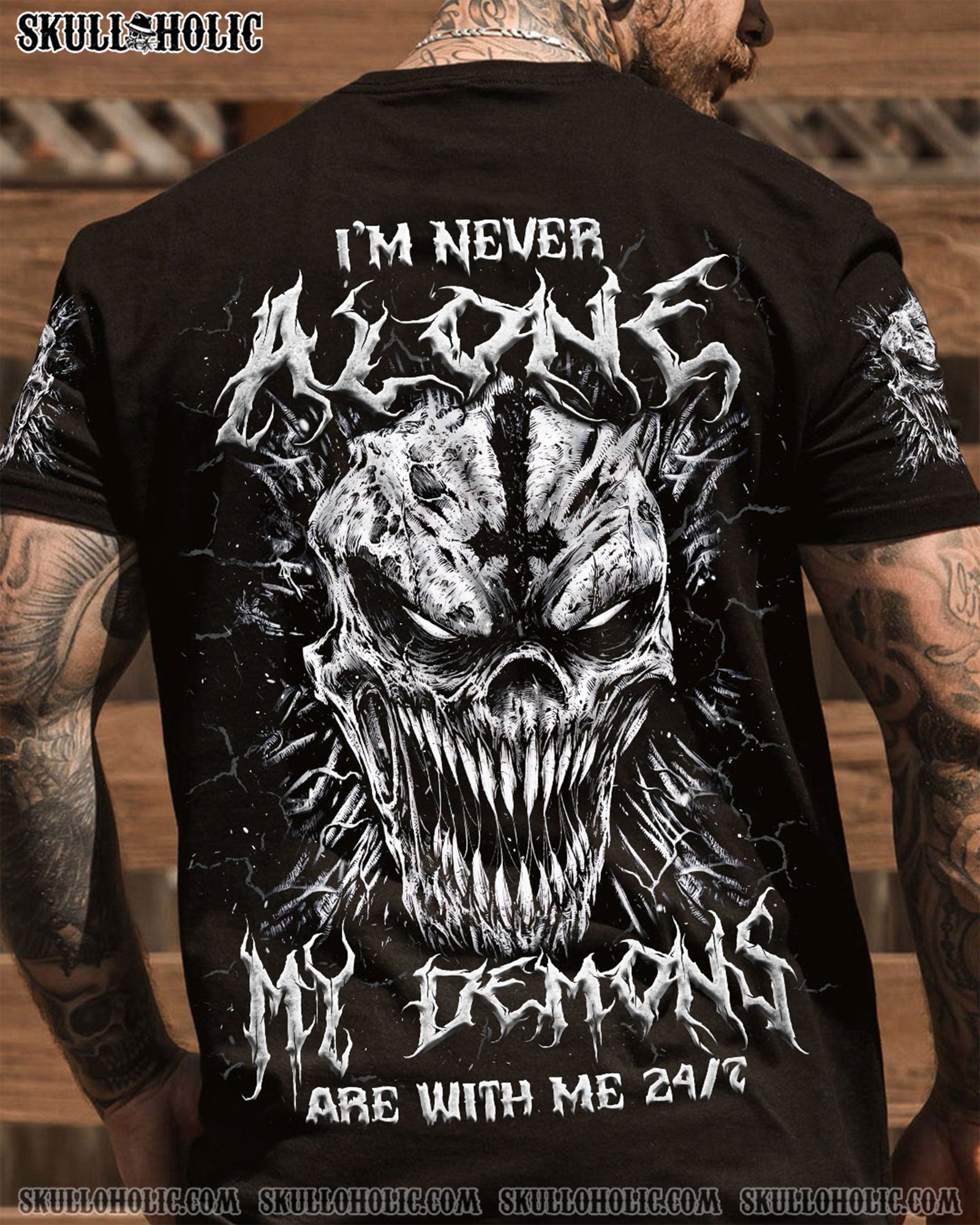 BLISSCORNERS I'M NEVER ALONE MY DEMONS ARE WITH ME 24/7 ALL OVER PRINT