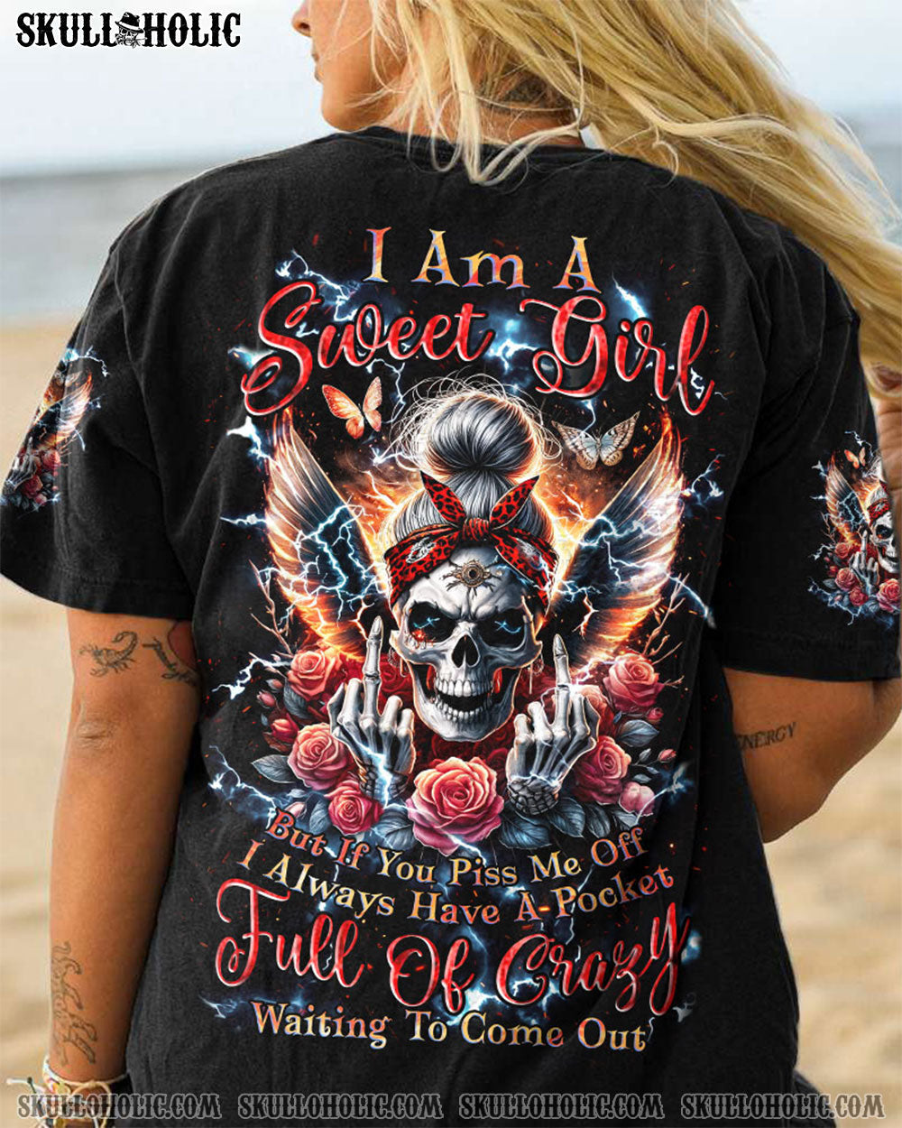 BLISSCORNERS NOT EVERYONE LIKES ME SKULL MESSY BUN ALL OVER PRINT