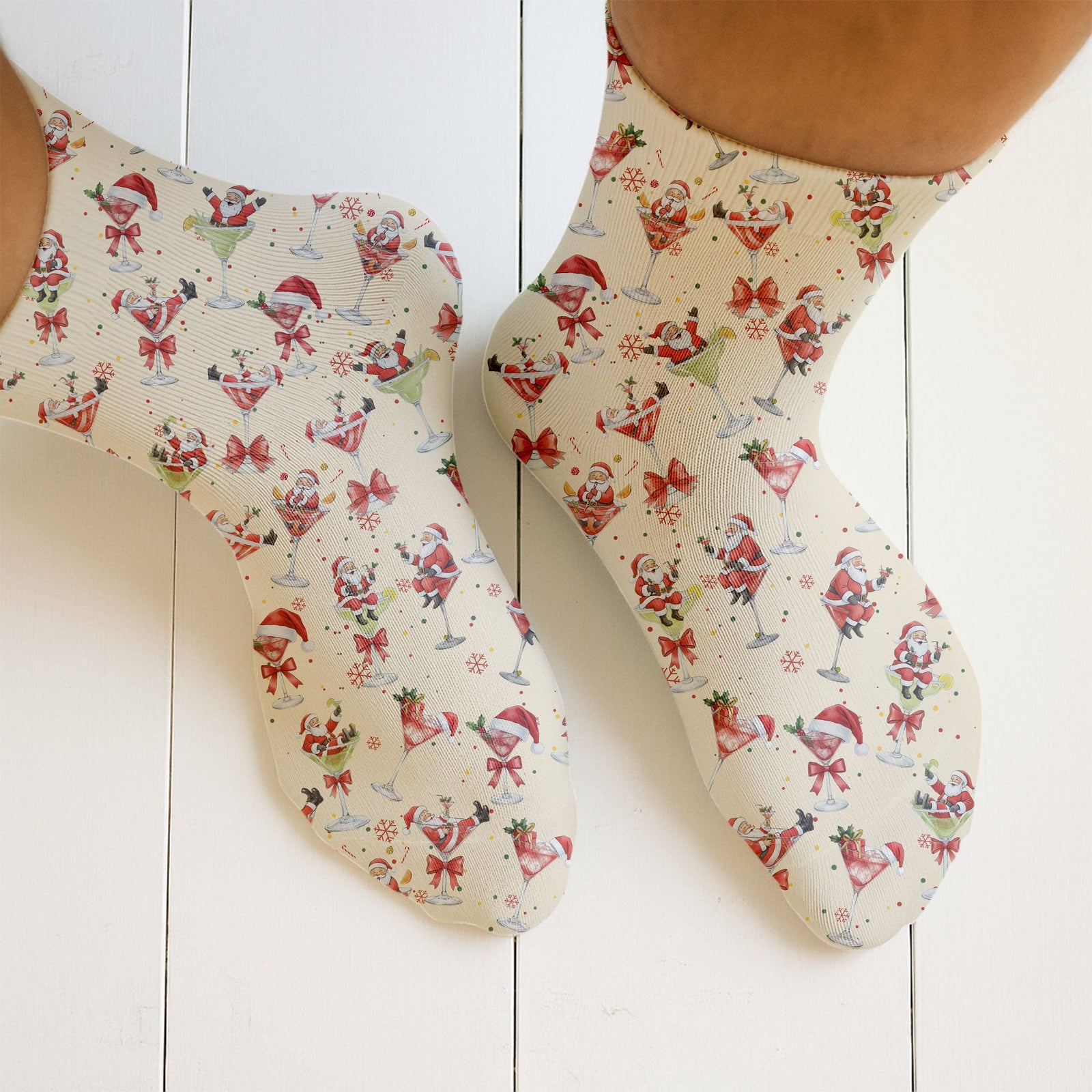 Blisscorners Santa Claus Margarita Christmas Golf Socks, Dad Golf Gift, Christmas Golf GiftLM2611