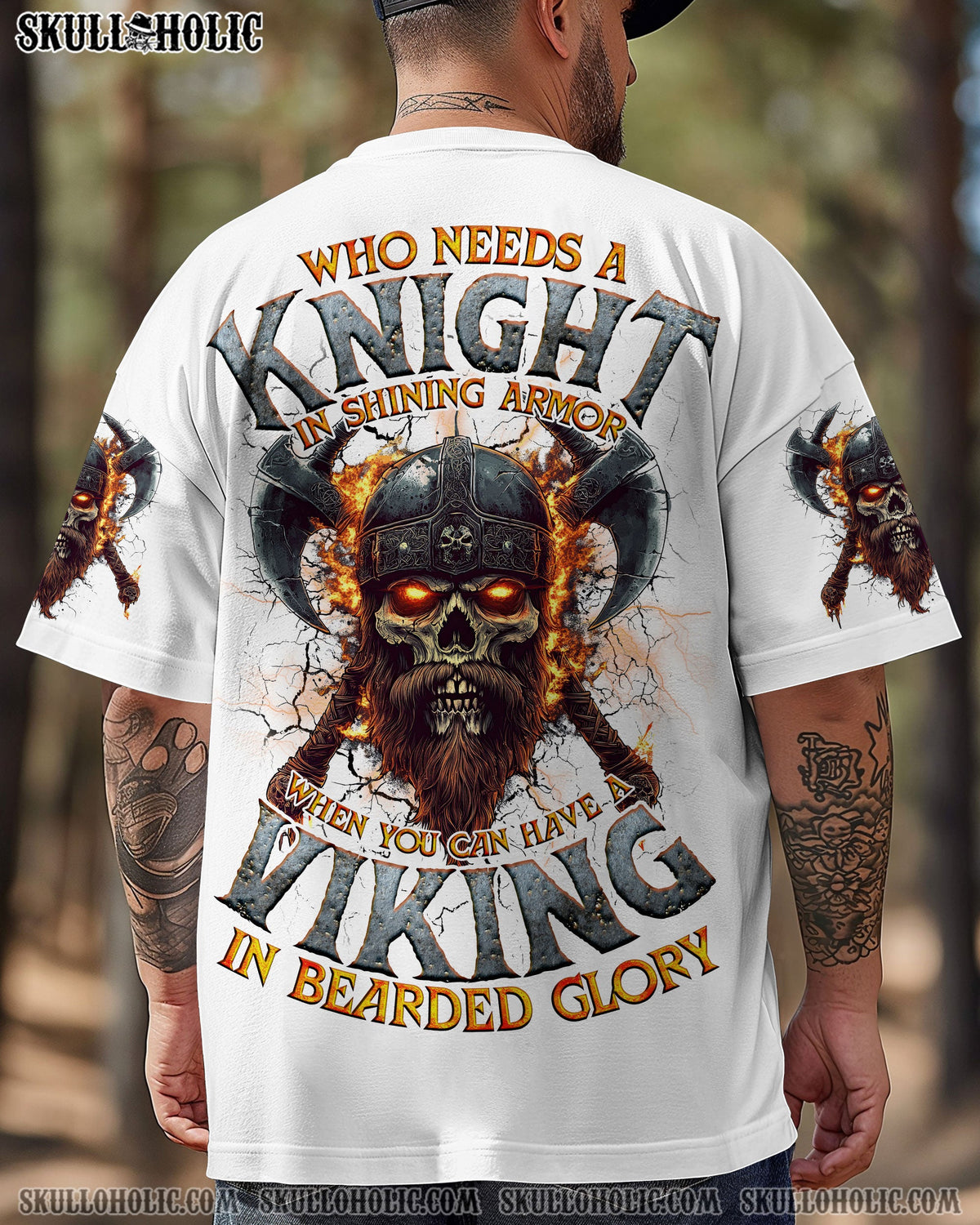 BLISSCORNERS A VIKING IN BEARDED GLORY SKULL ALL OVER PRINT