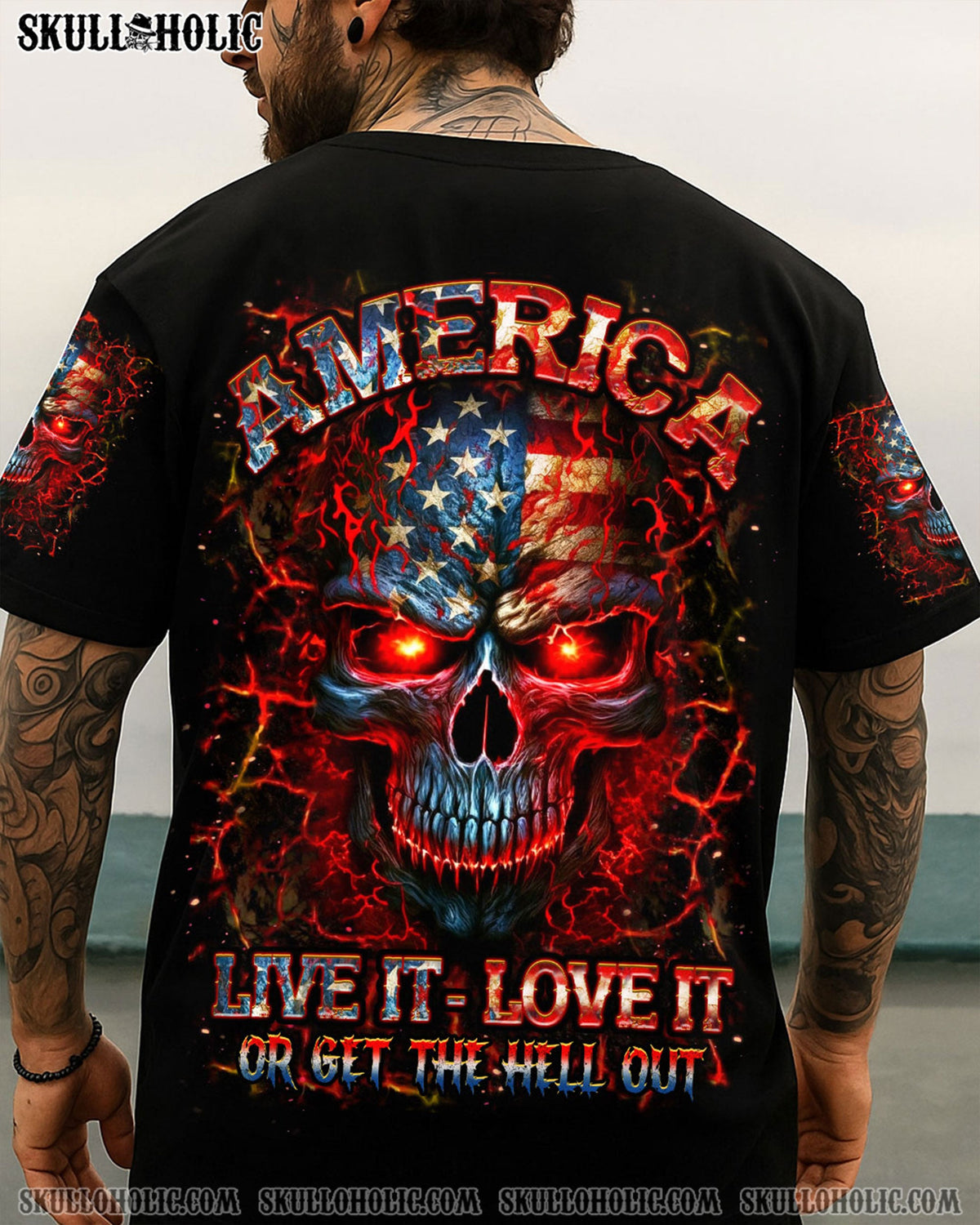 BLISSCORNERS AMERICA LIVE IT LOVE IT OR GET THE HELL OUT ALL OVER PRINT