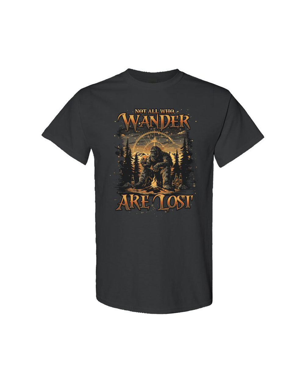 BLISSCORNERS NOT ALL WHO WANDER ARE LOST BIGFOOT COMPASS COTTON SHIRT