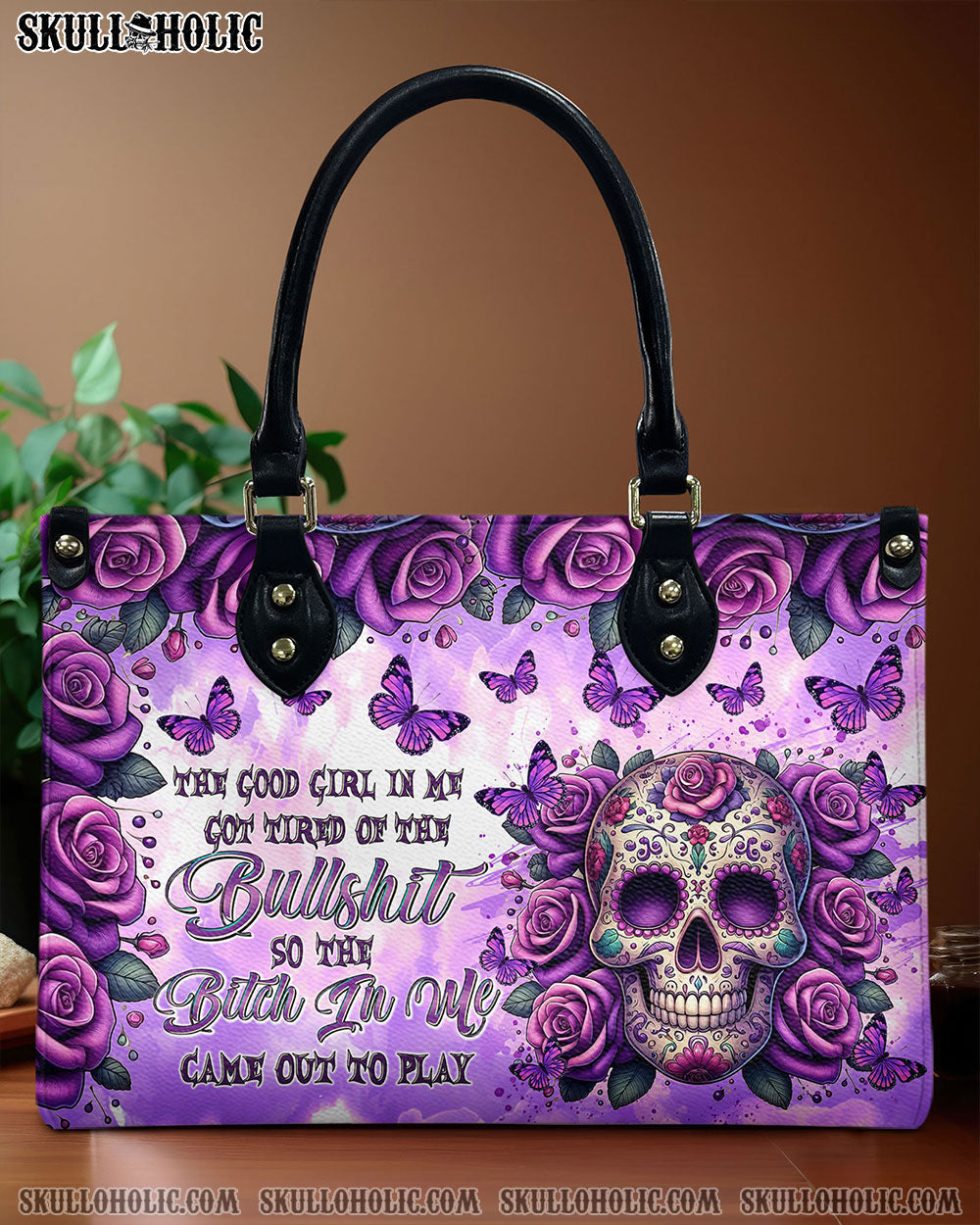 BLISSCORNERS SUGAR SKULL ROSE LEATHER HANDBAG