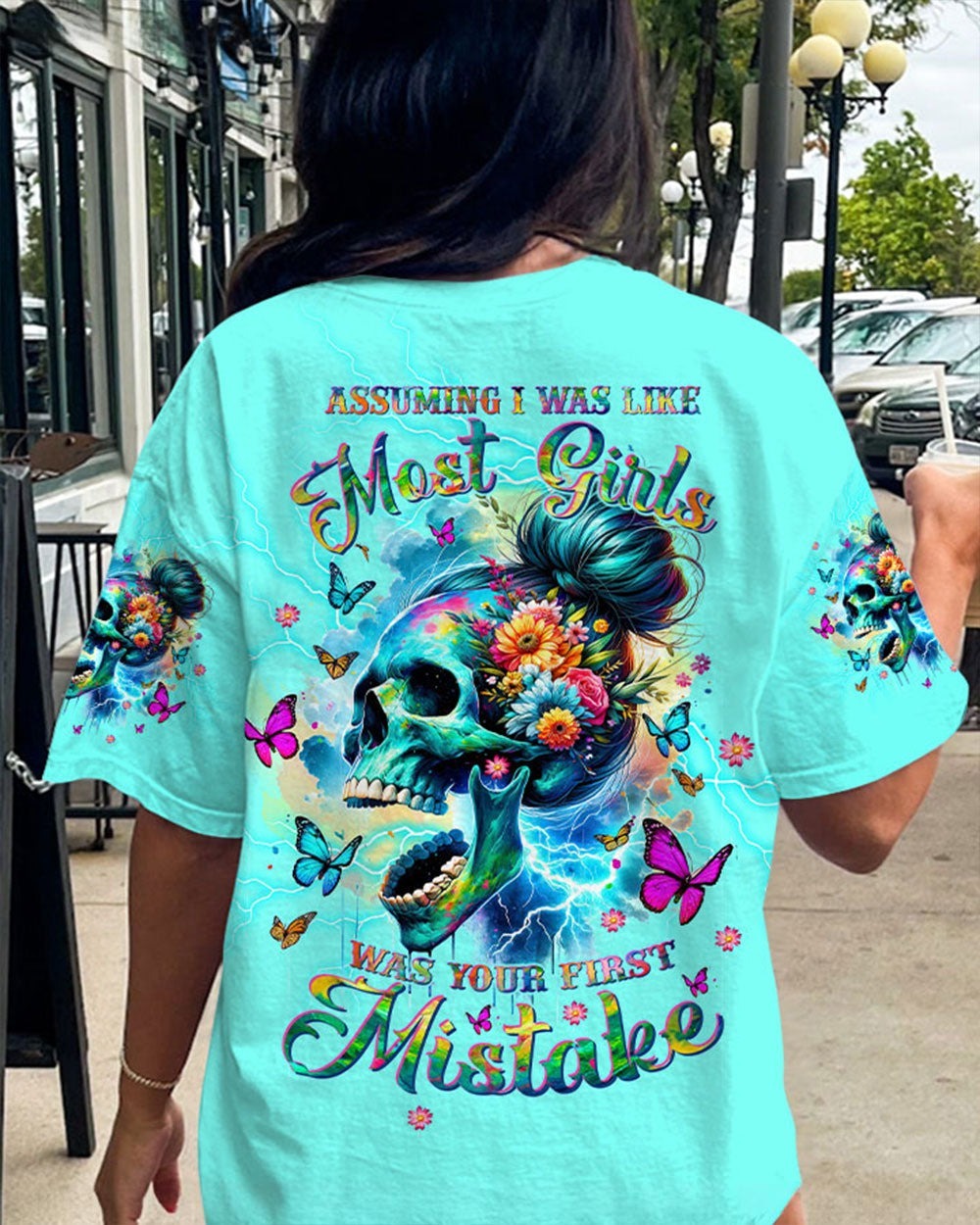 BLISSCORNERS I AM THE STORM SKULL MESSY BUN ALL OVER PRINT