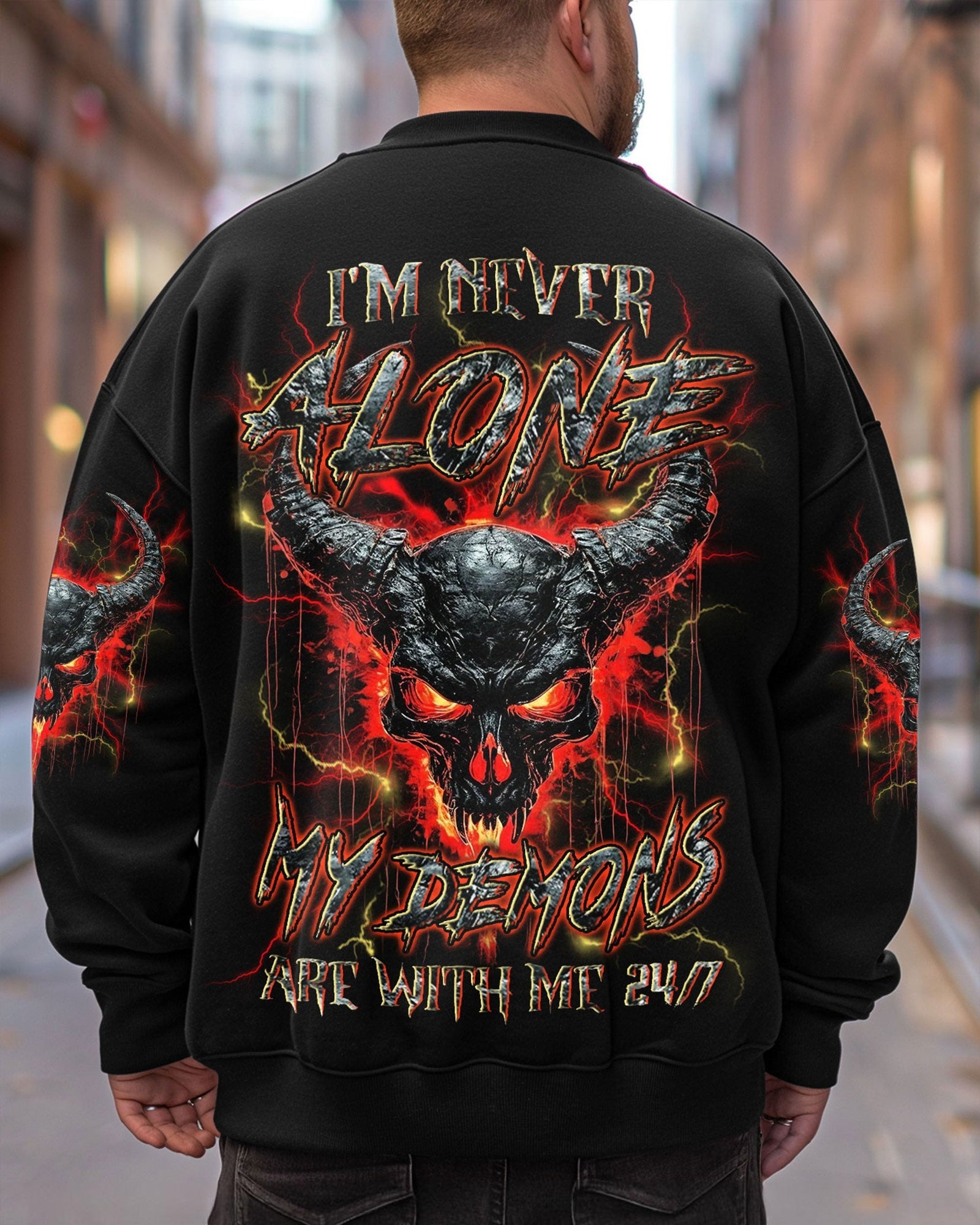BLISSCORNERS I'M NEVER ALONE SKULL DEMON ALL OVER PRINT
