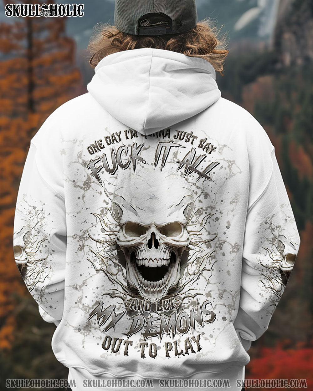 BLISSCORNERS ONE DAY I'M GONNA JUST SAY DEMON SKULL ALL OVER PRINT