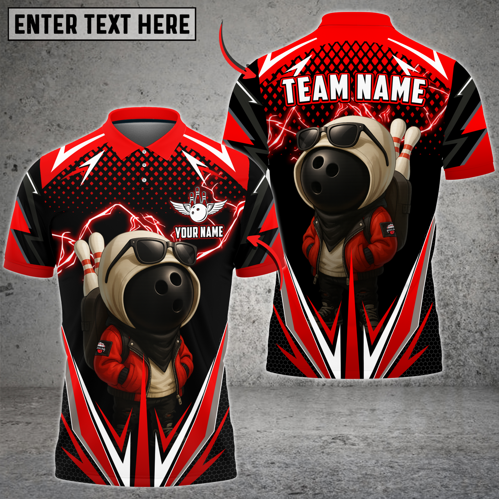 Blisscorners Bowling Lightning Bowling Ball Character Multicolor Customized Name, Team Name 3D Shirts