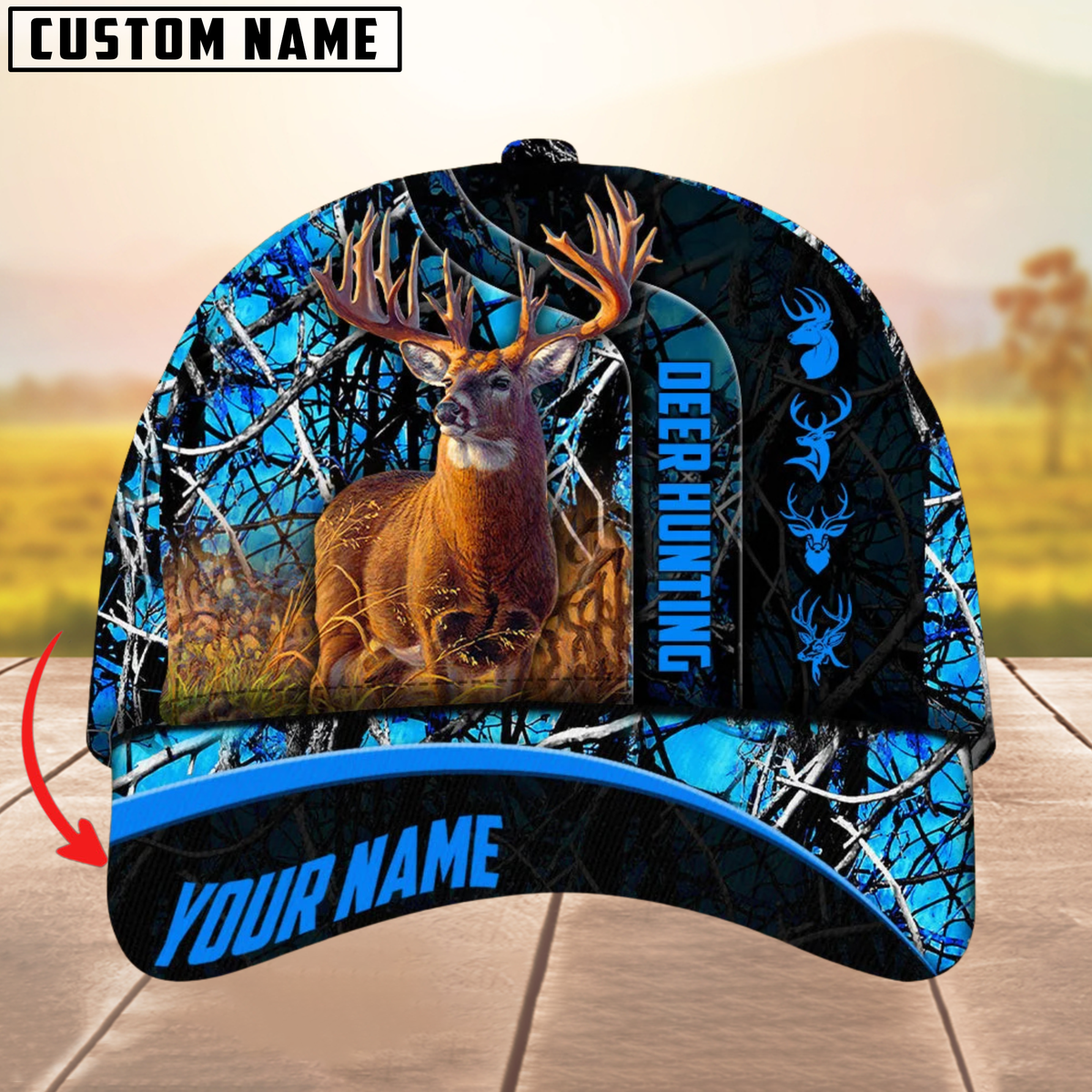 Blisscorners The Unique Premium Deer Hunting Camouflage Pattern Multicolor Personalized Name 3D Cap