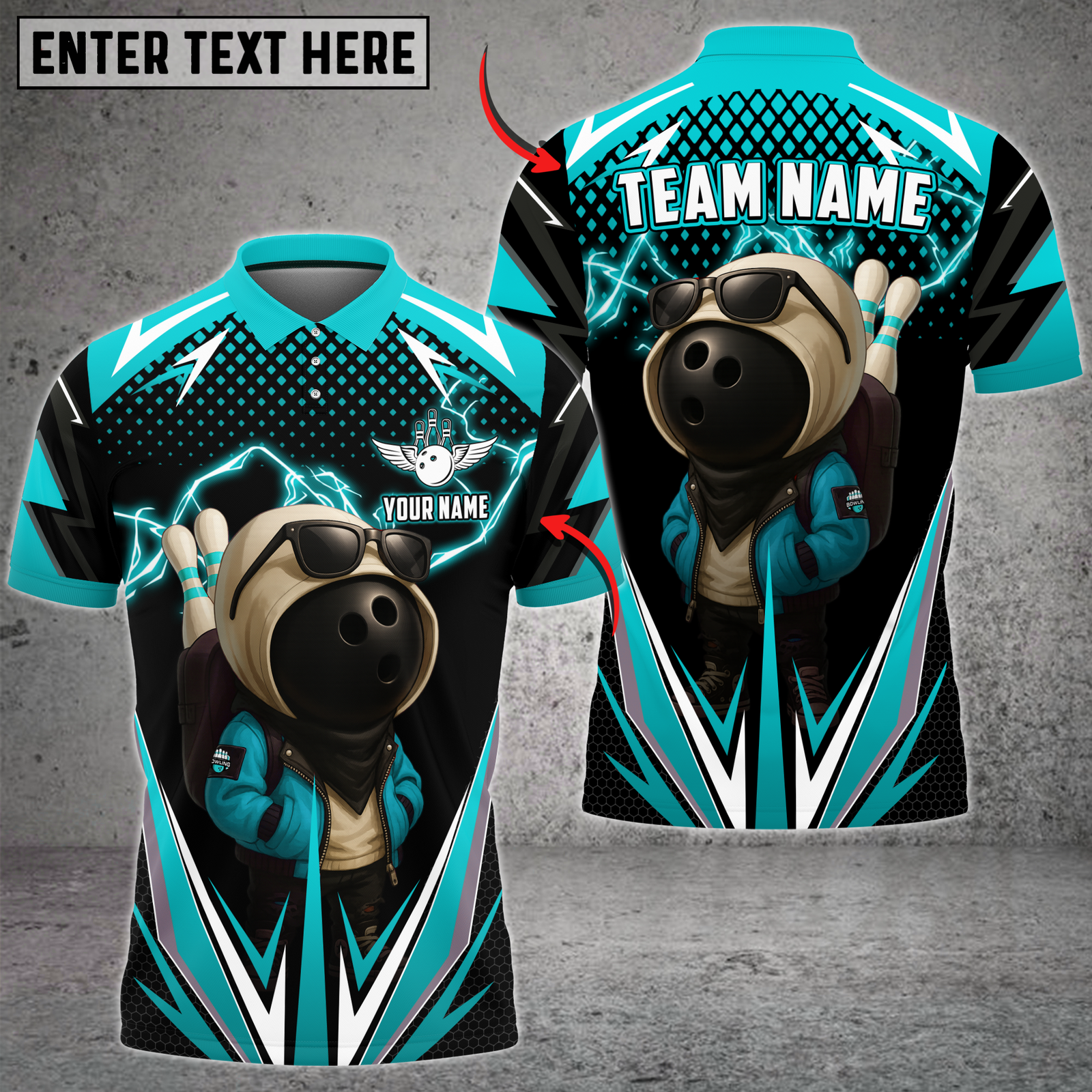 Blisscorners Bowling Lightning Bowling Ball Character Multicolor Customized Name, Team Name 3D Shirts