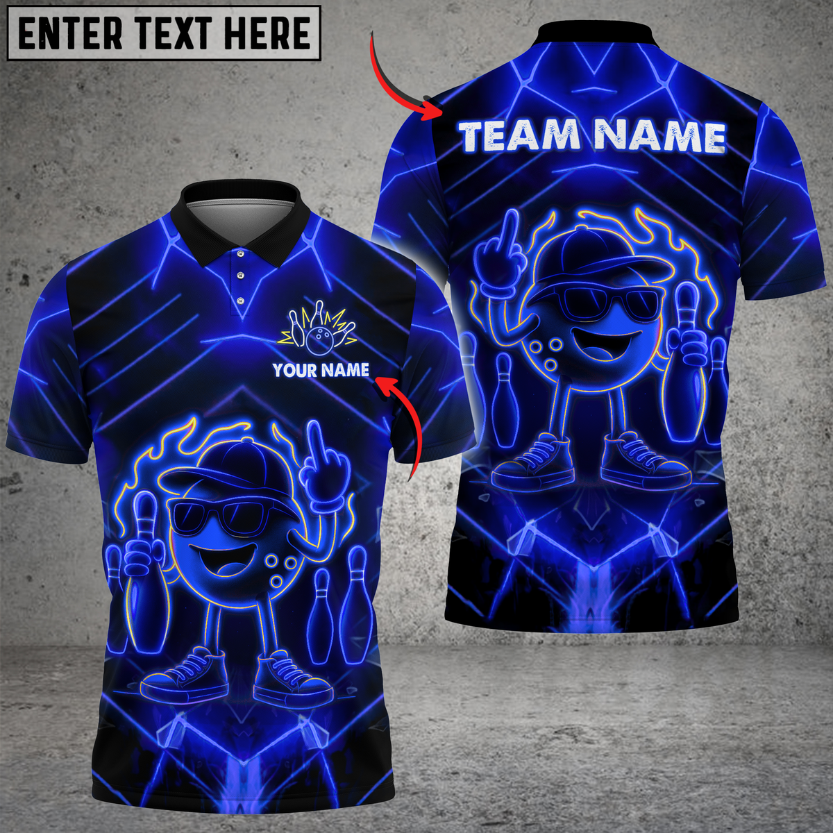 Blisscorners Bowling Neon Flame Multicolor Customized Name, Team Name 3D Shirts
