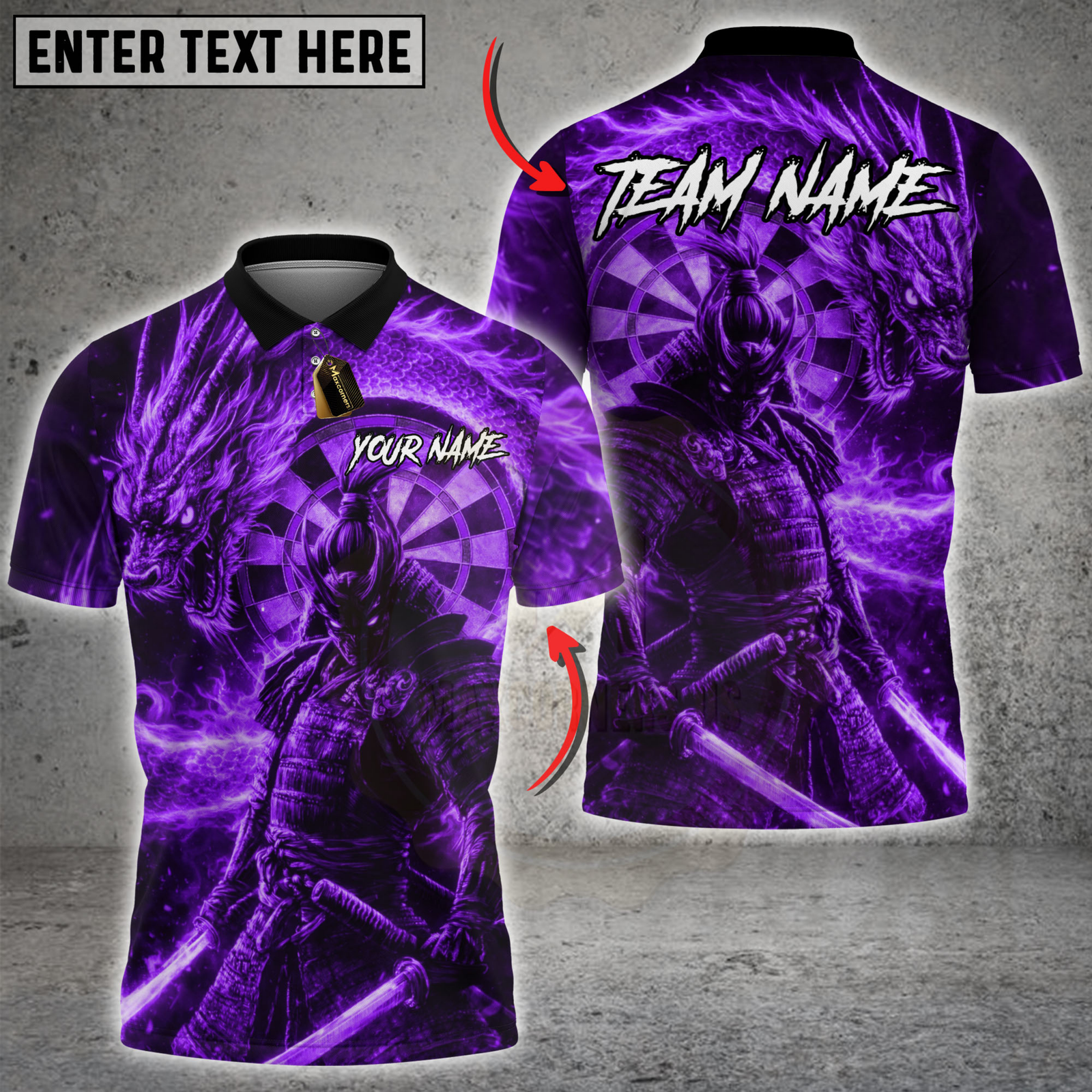 Blisscorners Darts Fire Dragon Samurai Dartboard Fantasy Multicolor Customized Name, Team Name 3D Shirts