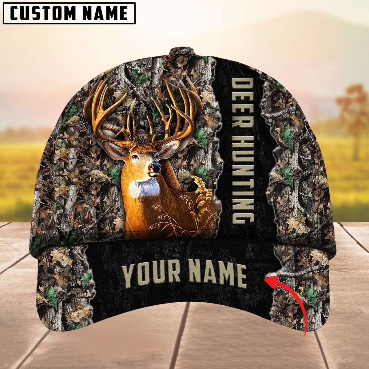 Blisscorners Cool Men’s Camouflage Deer Hunting Multicolor Option Personalized Name 3D Cap