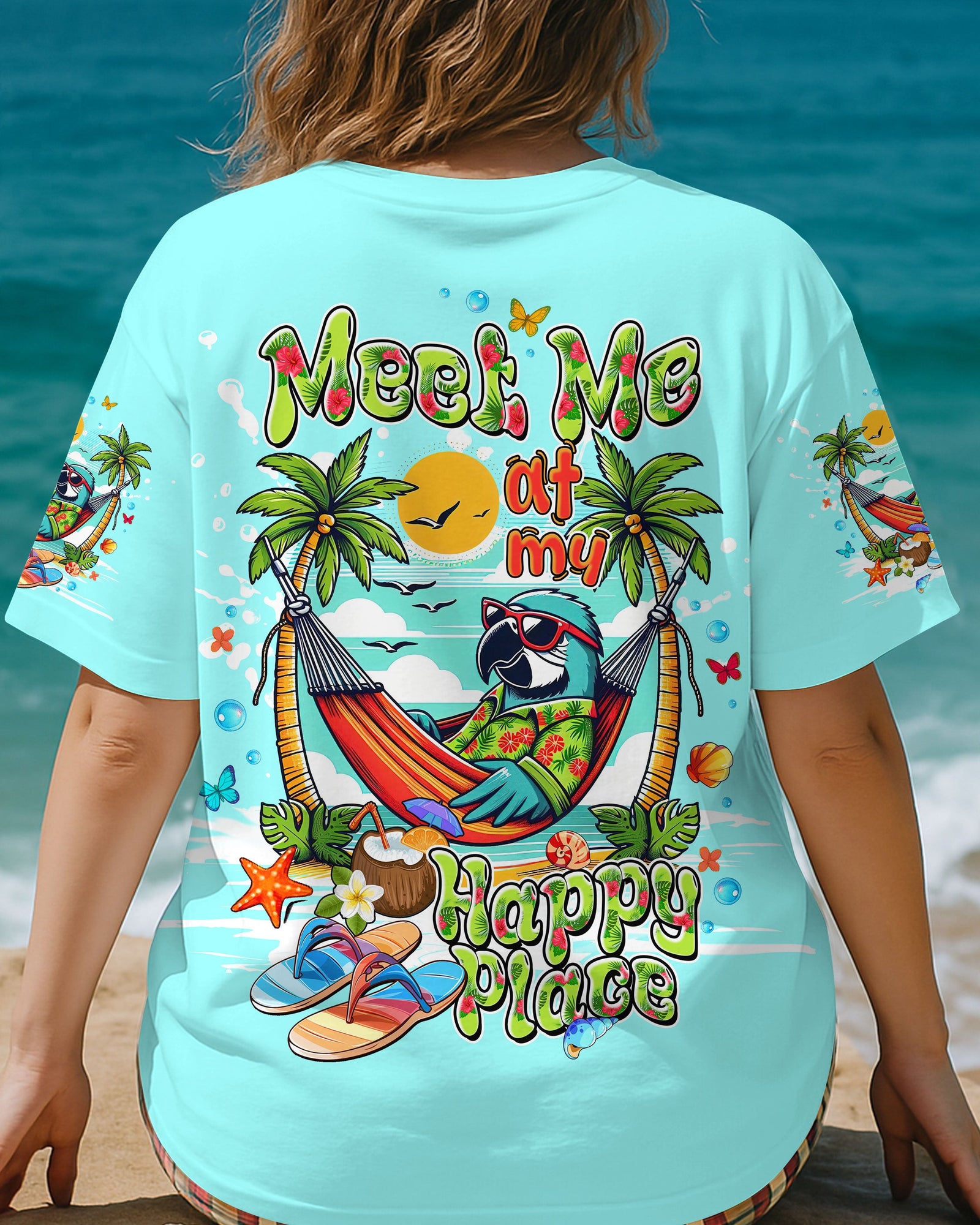 BLISSCORNERS MEET ME AT MY HAPPY PLACE PARROT ALL OVER PRINT