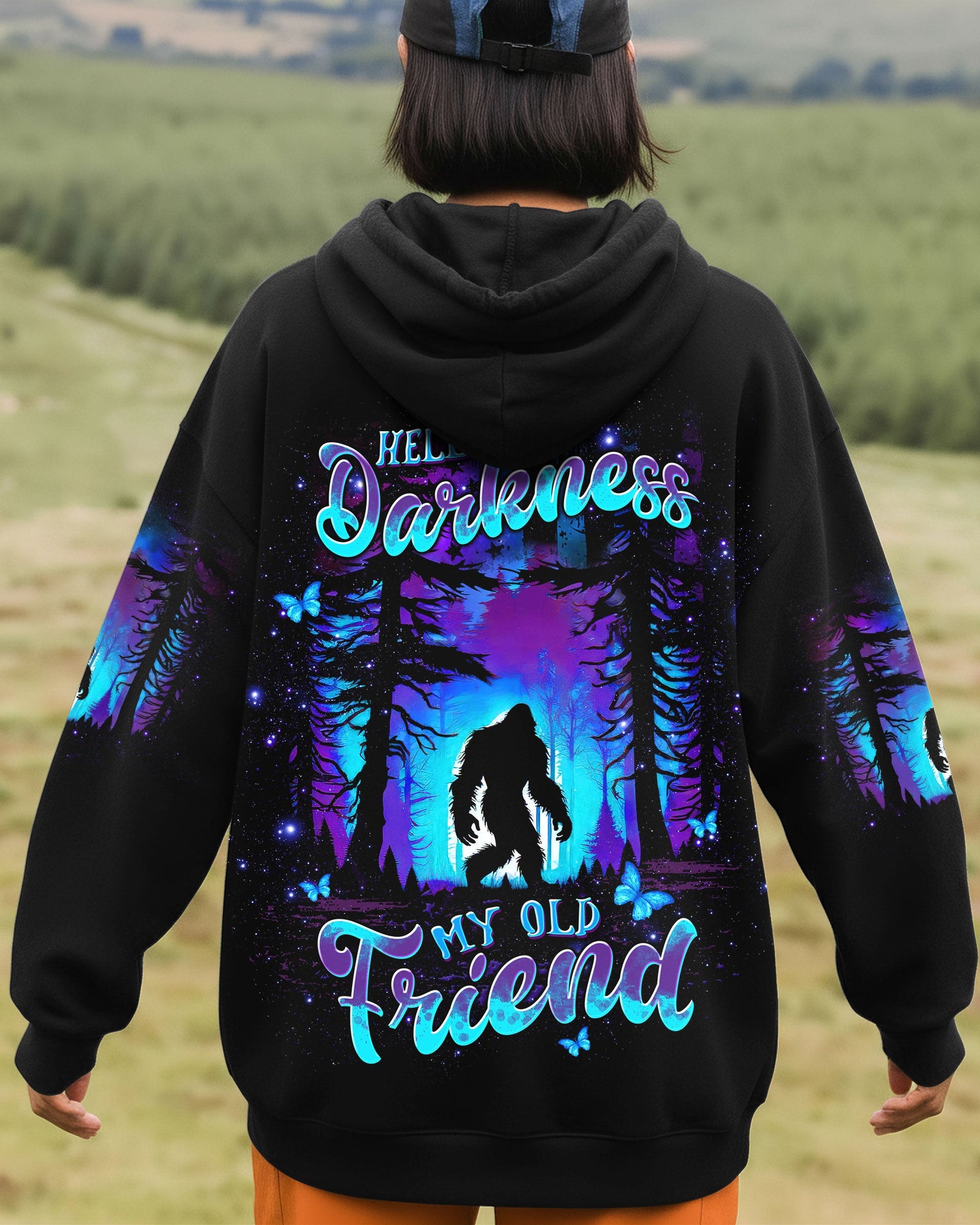 BLISSCORNERS HELLO DARKNESS MY OLD FRIEND BIGFOOT ALL OVER PRINT
