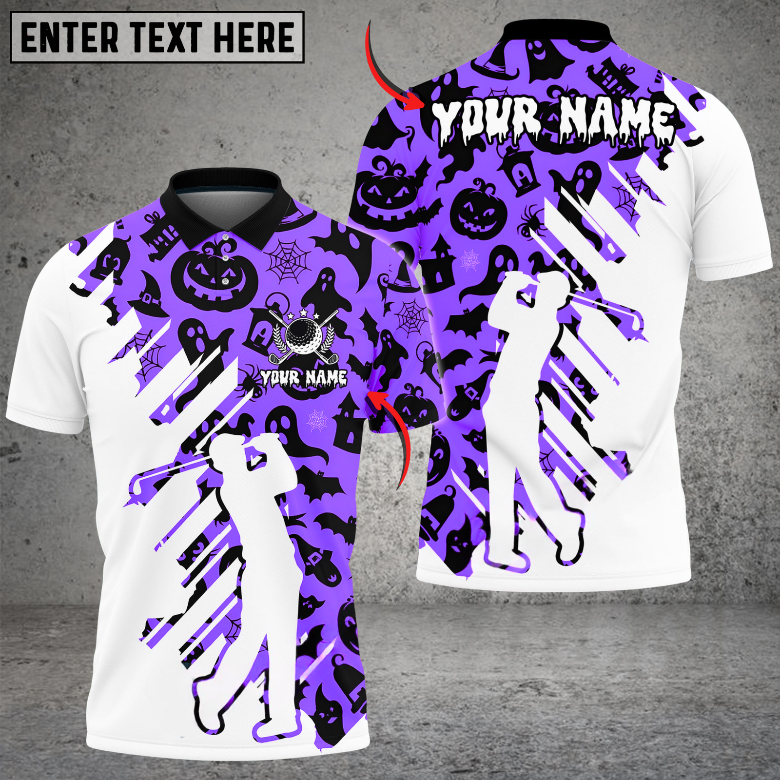 Blisscorners Spooky Swing Golf Polo Shirt, Customized Name & Team Name 3D Shirts (4 Colors)