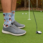 Blisscorners Best Dad By Par Custom Kids Face Blue Socks, Personalized Socks With Photos, Dad Golf GiftLM2611