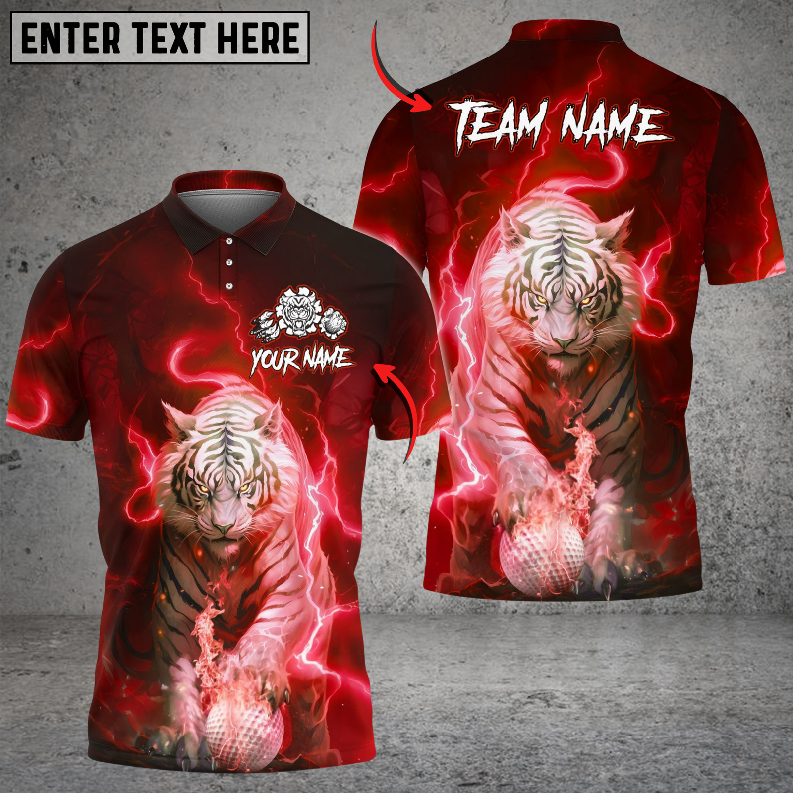 Blisscorners Lightning Tiger Golf Polo Shirt, Customized Name & Team Name 3D Shirts (4 Colors)
