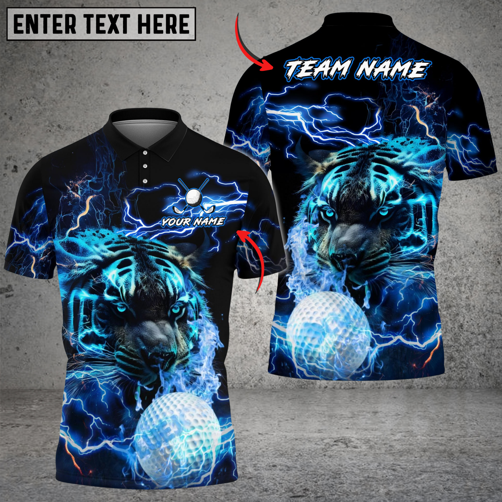 Blisscorners Thunder Tiger Swing Golf Polo Shirt, Customized Name & Team Name 3D Shirts (4 Colors)