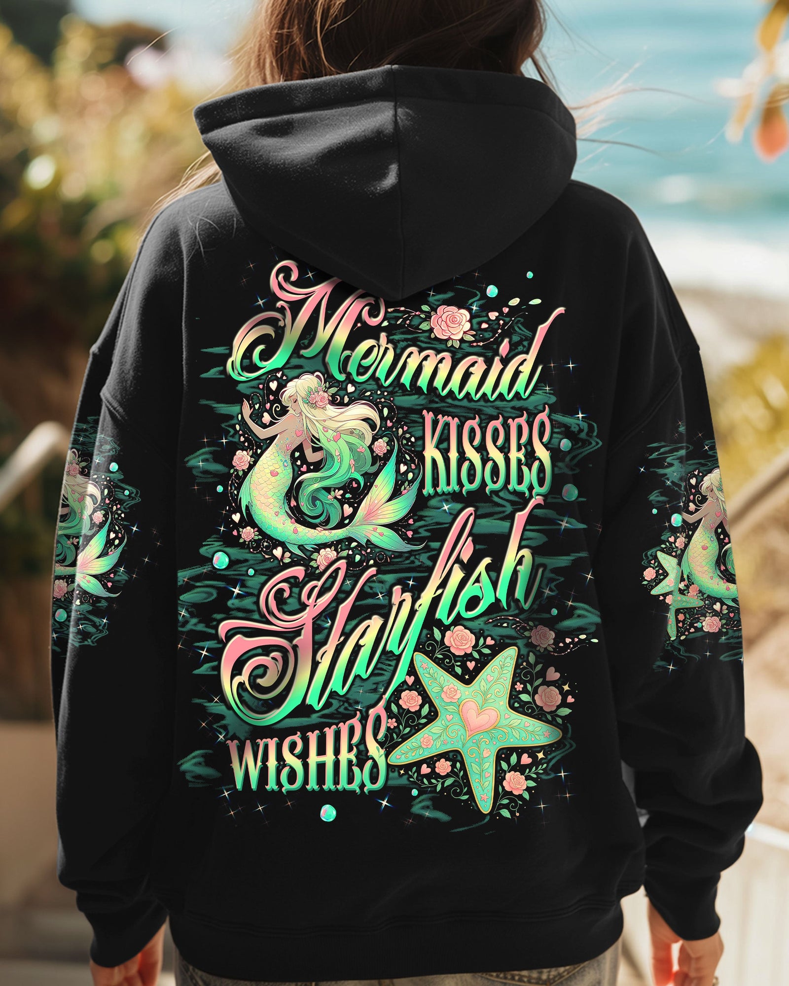 BLISSCORNERS MERMAID KISSES STARFISH WISHES ALL OVER PRINT