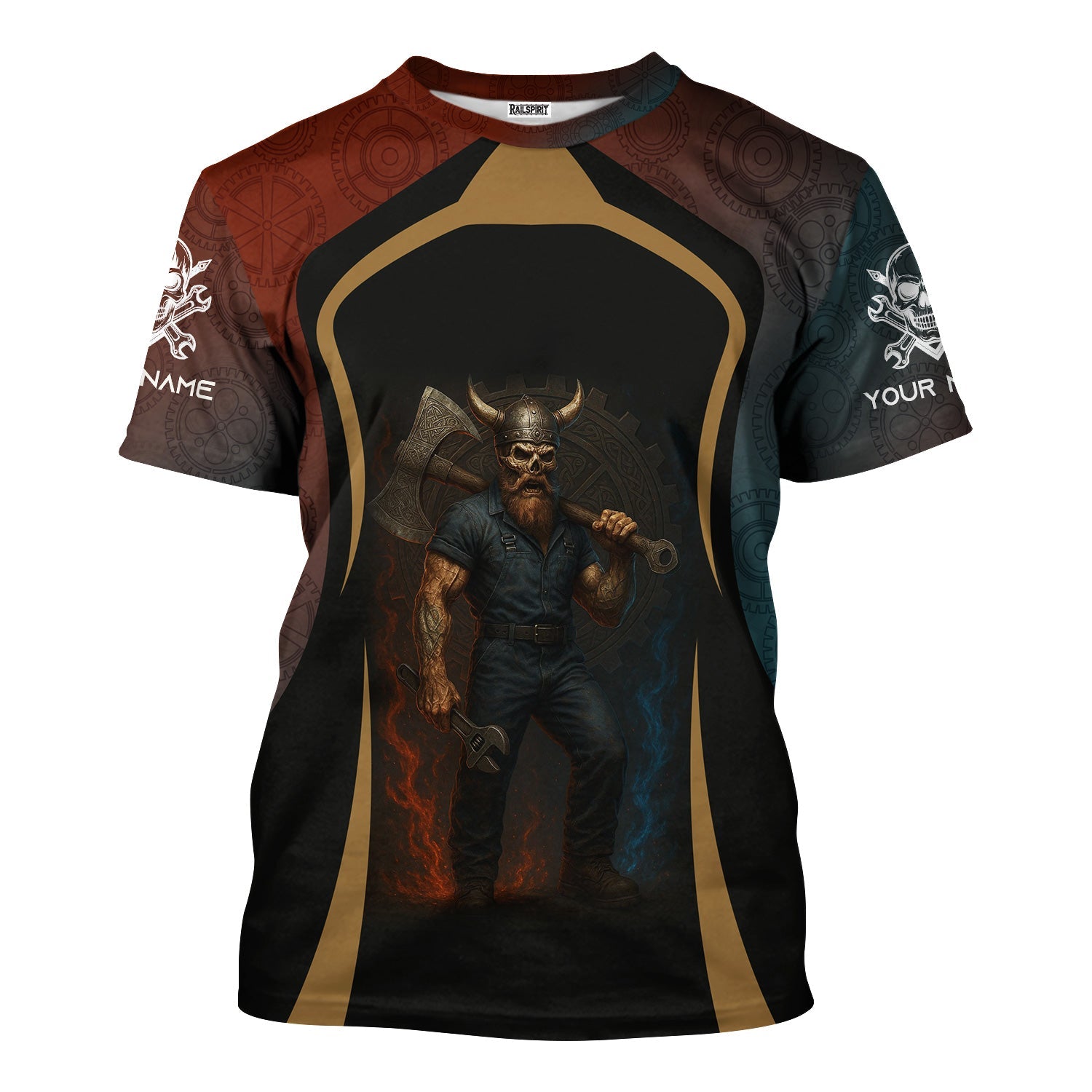 Blisscorners Personalized T-Shirt Mechanic Don't Ever Mistake Old Age For Weakness Viking Design Shirt For Mechanics