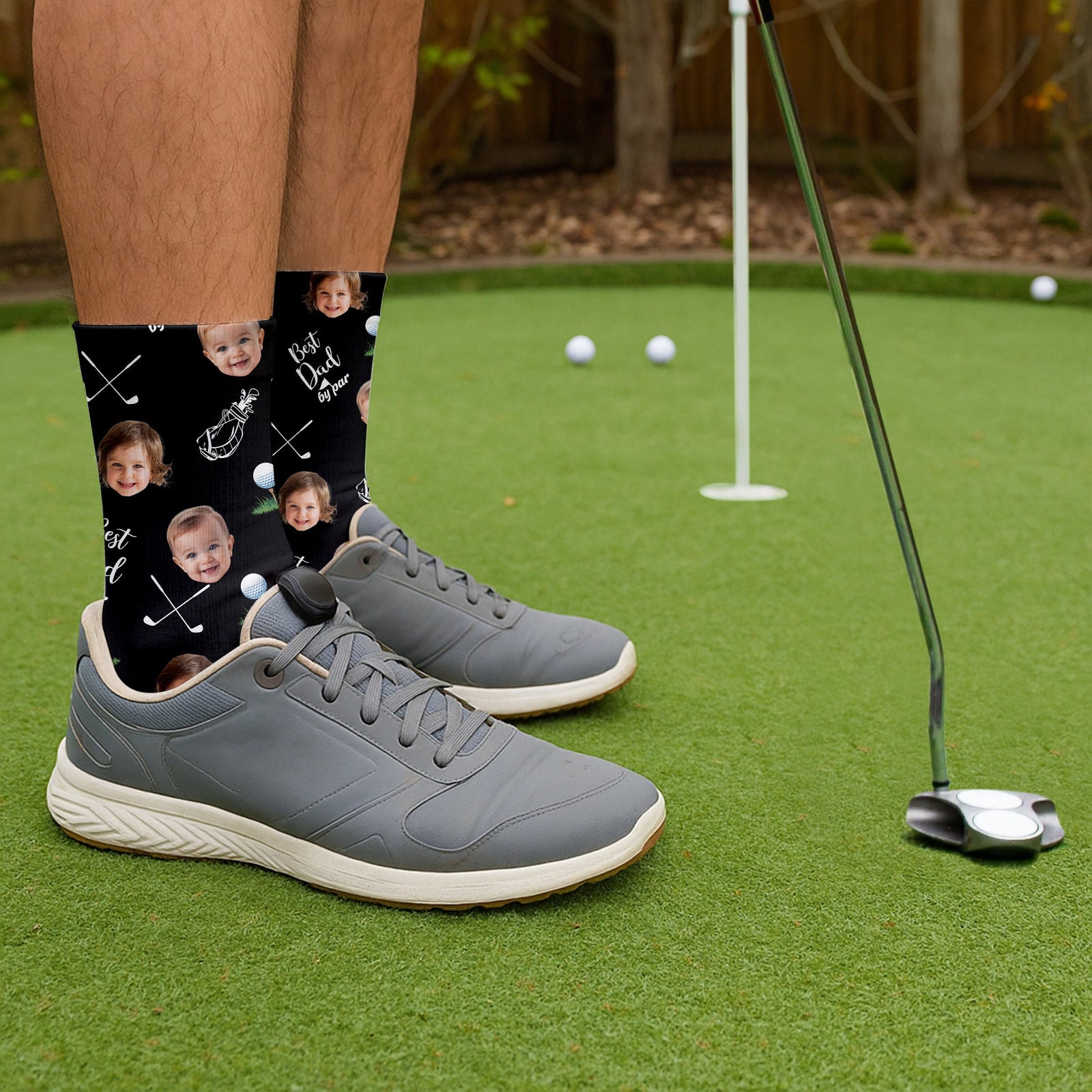 Blisscorners Custom Face Best Dad By Par Golf socks , Fun Socks For Men, Christmas Golf GiftLM2611