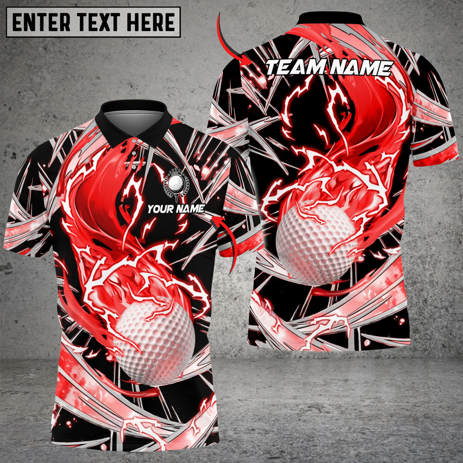 Blisscorners Fireball Swing Golf Polo Shirt, Customized Name & Team Name 3D Shirts (4 Colors)
