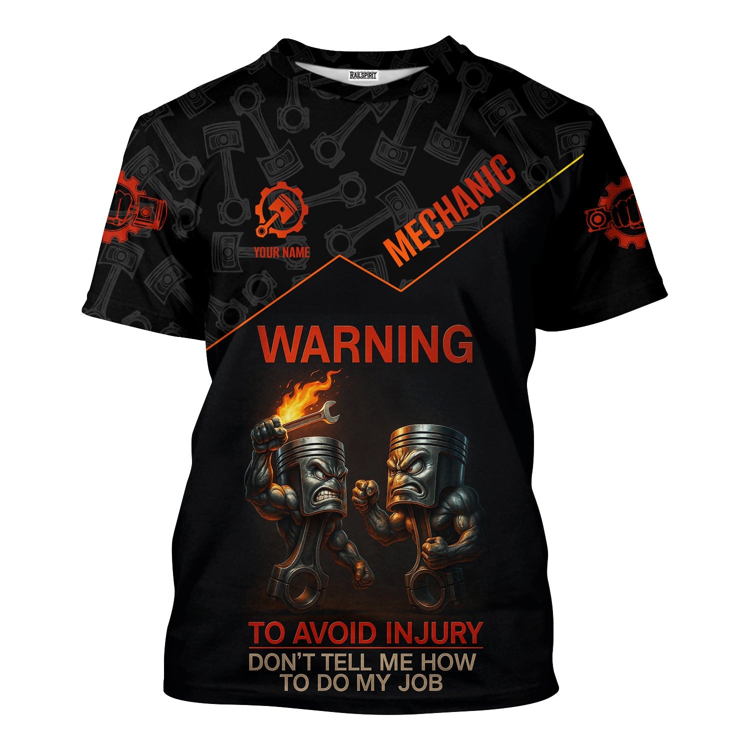 Blisscorners Personalized Auto Repair Mechanic Shirt, Funny Piston Warning Graphic, To Avoid Injury Don’t Tell Me How To Do My Job, Gift For Men