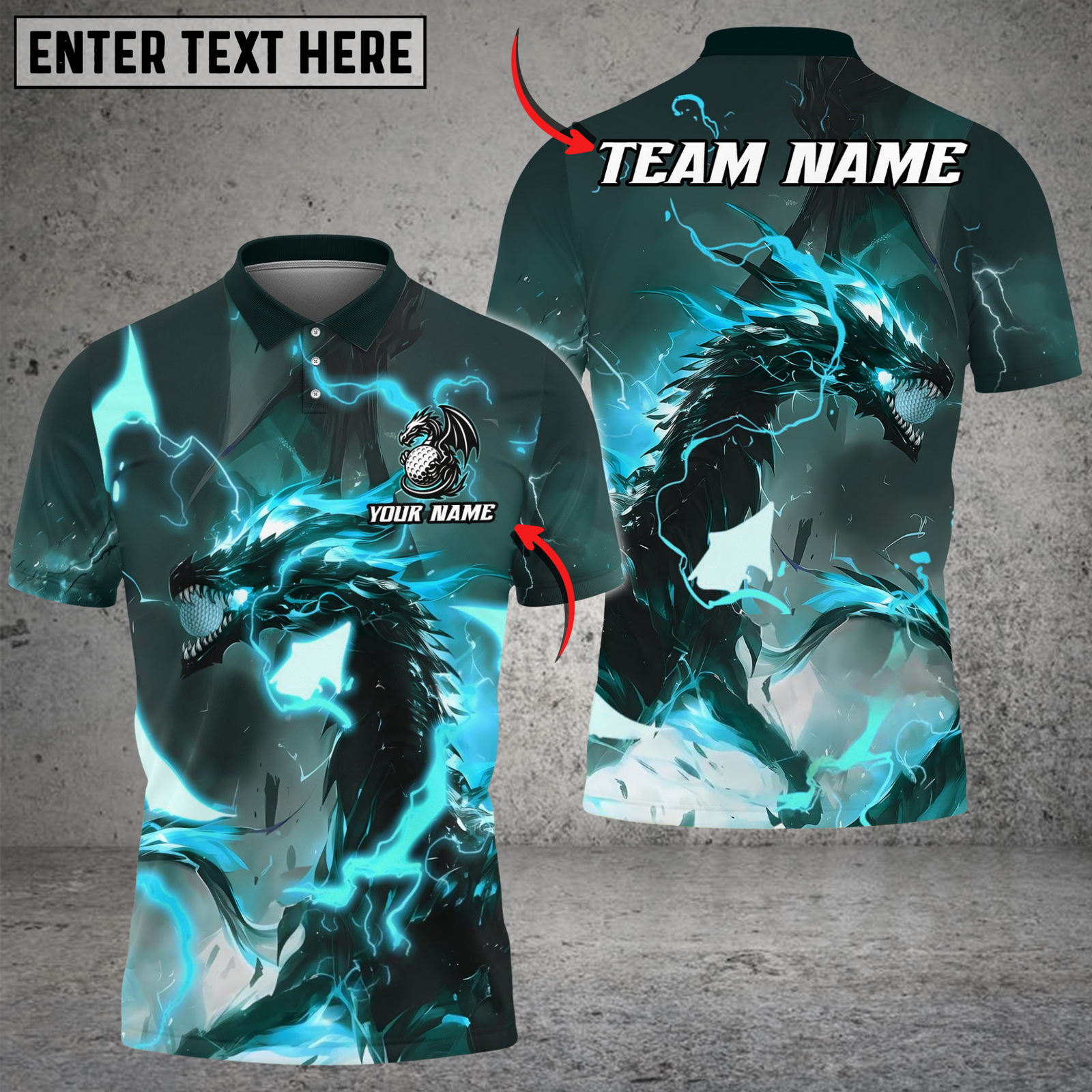 Blisscorners Thunder Dragon Golf Polo Shirt, Customized Name & Team Name 3D Shirts (4 Colors)