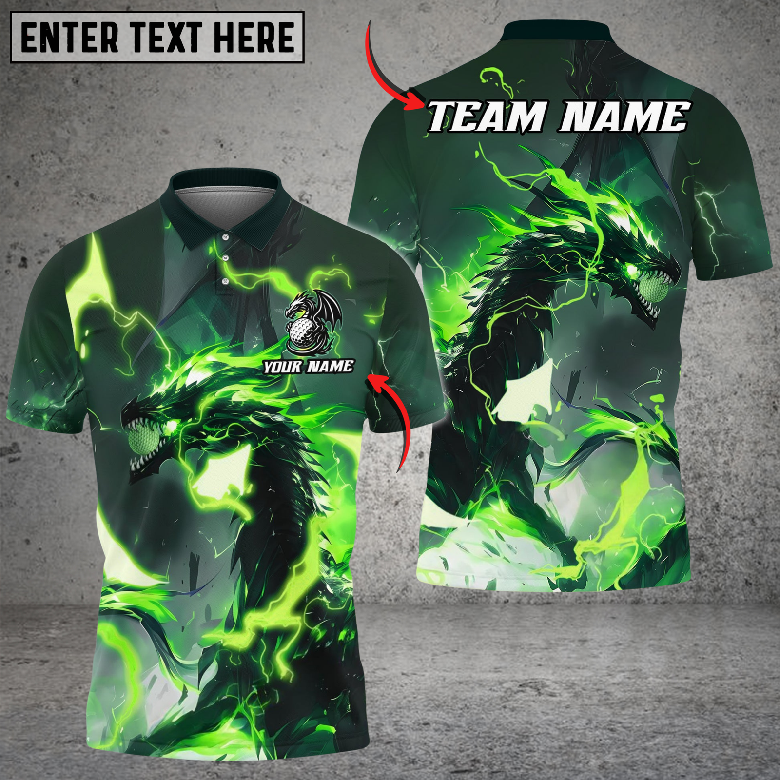 Blisscorners Thunder Dragon Golf Polo Shirt, Customized Name & Team Name 3D Shirts (4 Colors)