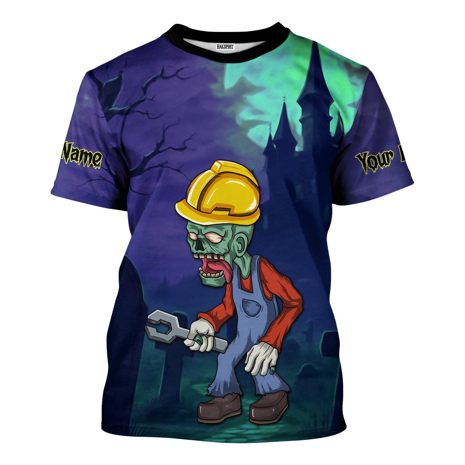 Blisscorners Custom Name Zombie Mechanic T Shirt Haunted House Halloween Shirt For Mechanic