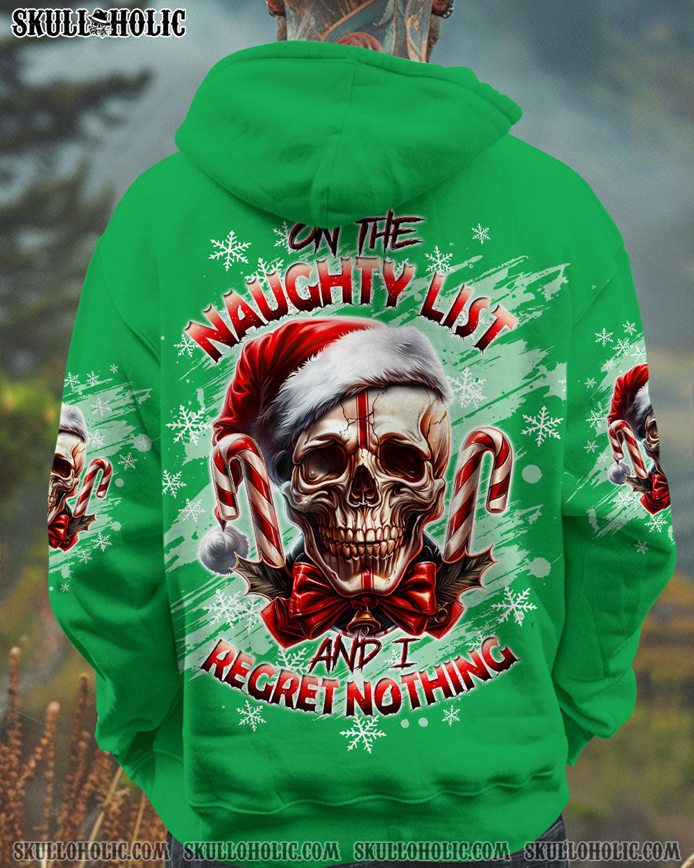 BLISSCORNERS ON THE NAUGHTY LIST SKULL CHRISTMAS ALL OVER PRINT