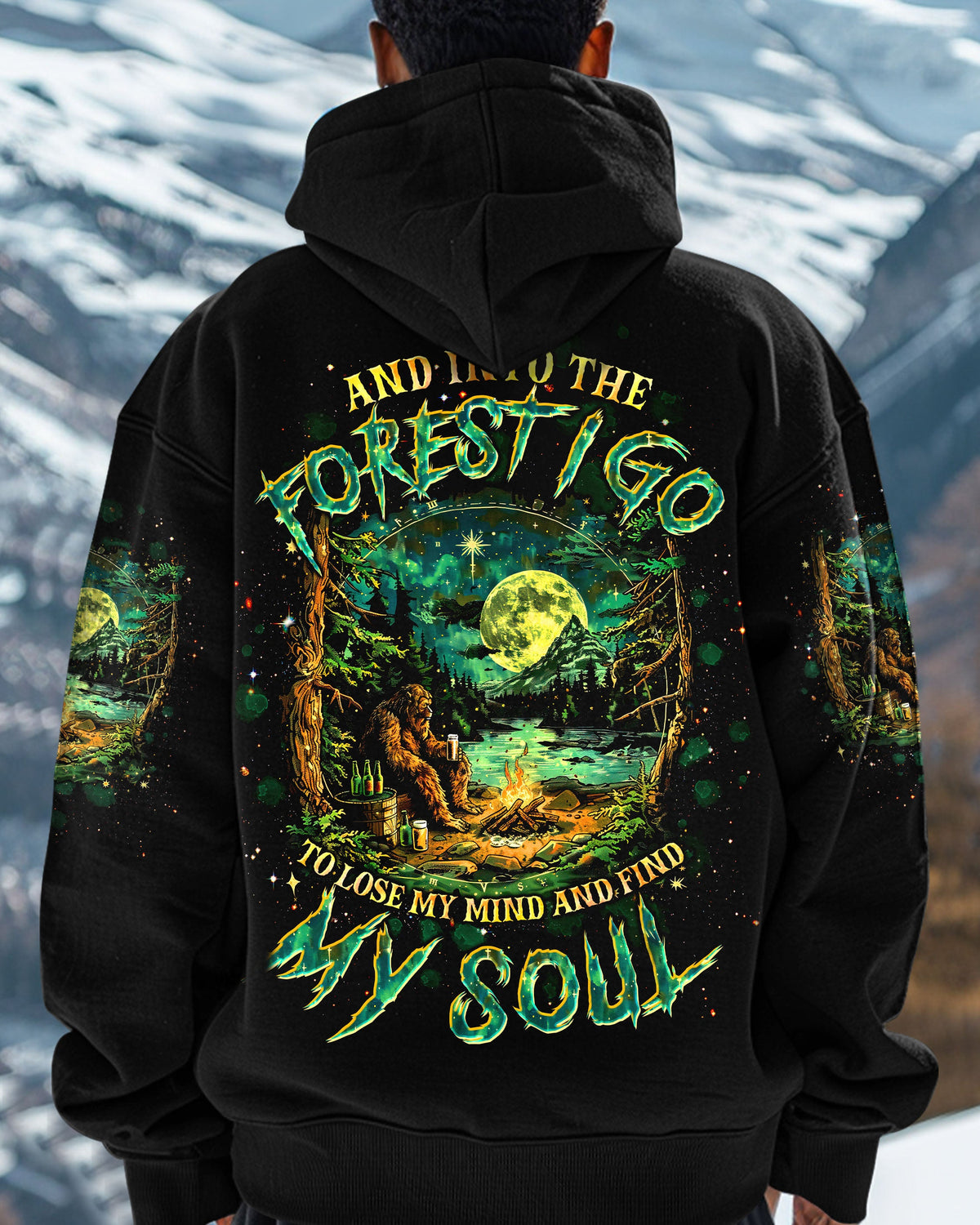 BLISSCORNERS AND INTO THE FOREST I GO BIGFOOT ALL OVER PRINT