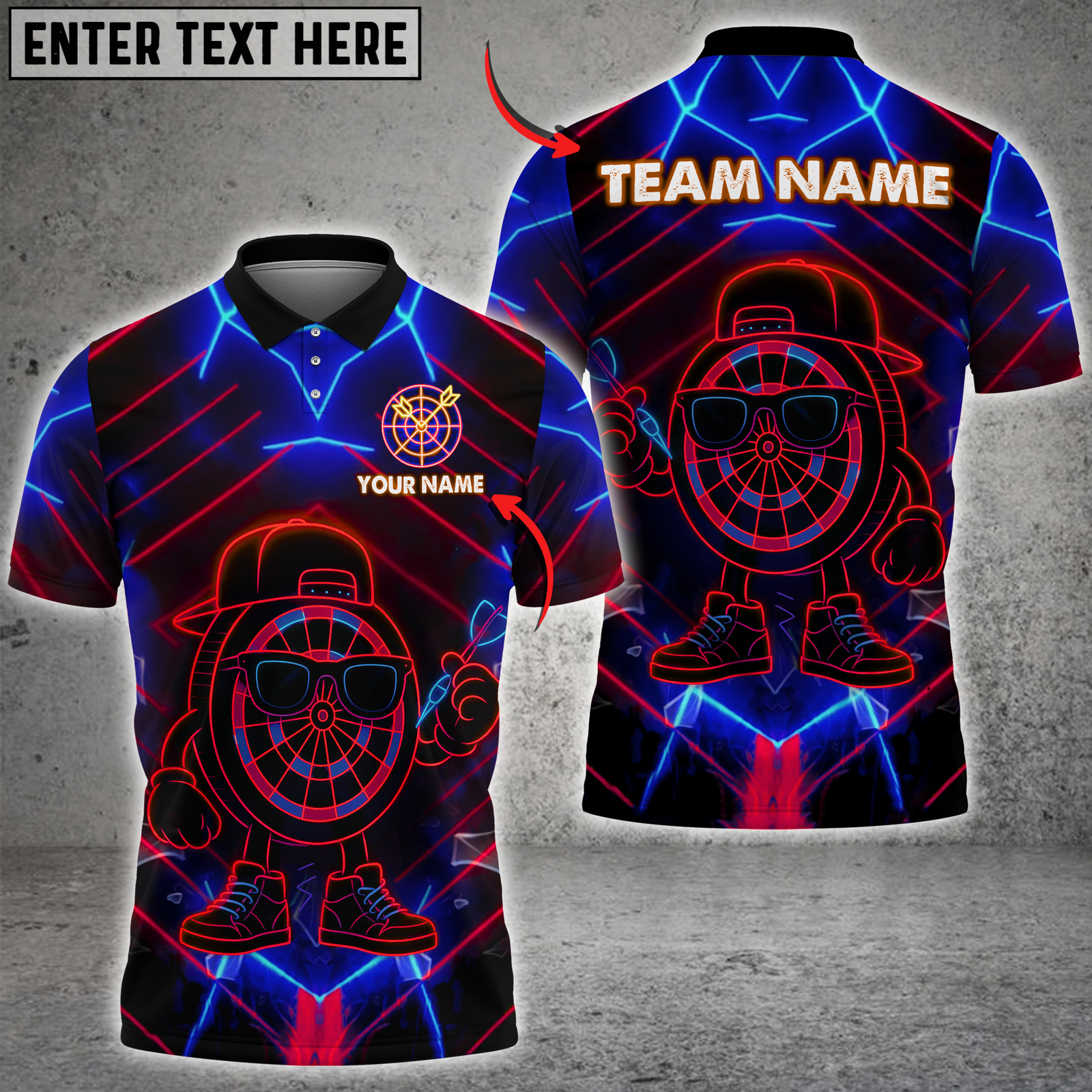 Blisscorners Darts Neon Dartboard Hero Multicolor Customized Name, Team Name 3D Shirts